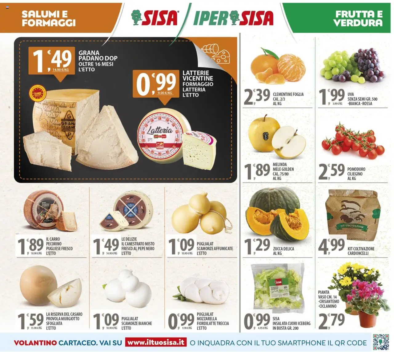 Volantino SISA del 14.10.2025 | Pagina: 3 | Prodotti: Insalata, Frutta, Mozzarella, Grana Padano
