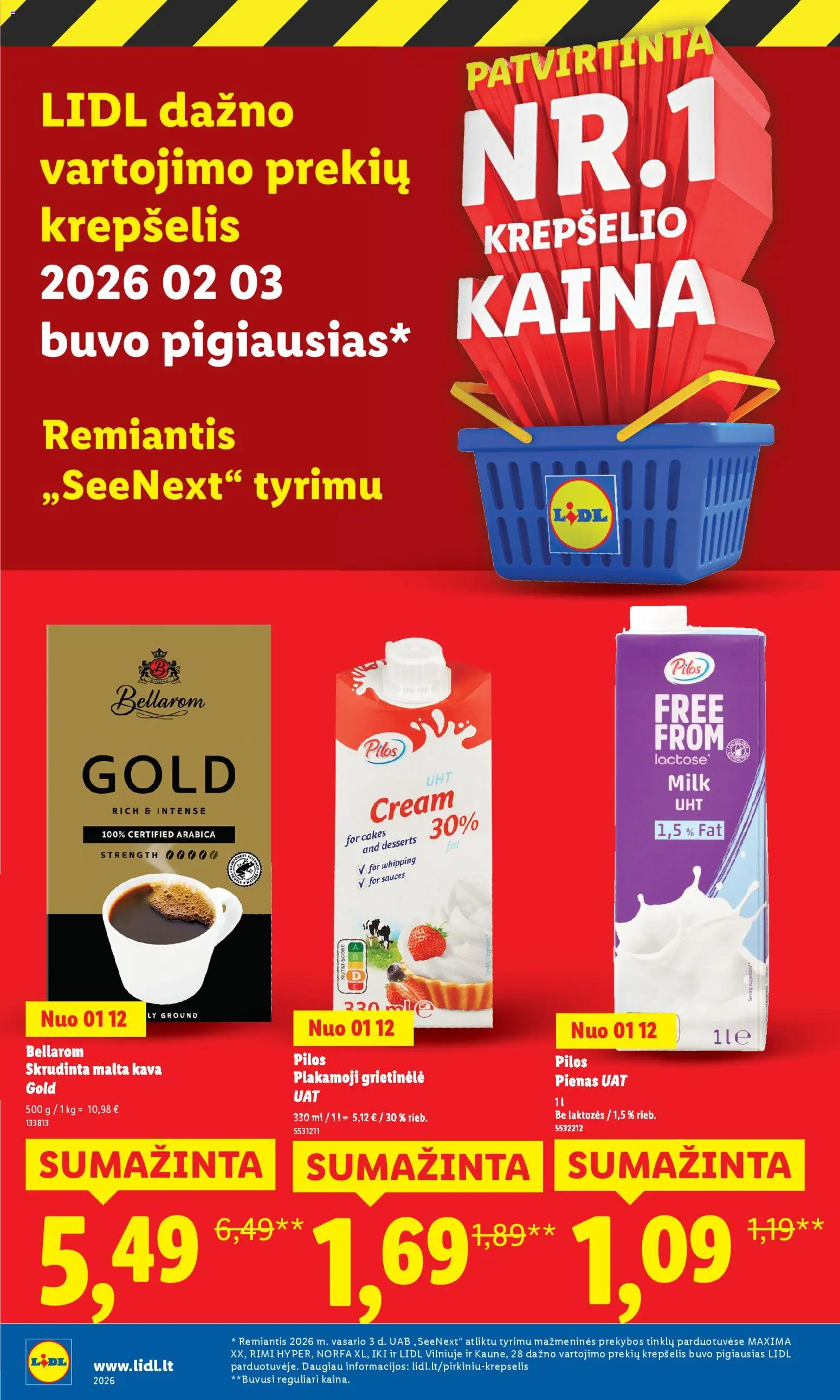 LIDL akcijos nuo 02.03.2026 | Puslapis: 32 | Prekių: Grietinėlė, Pienas, Kava, Krepšelis