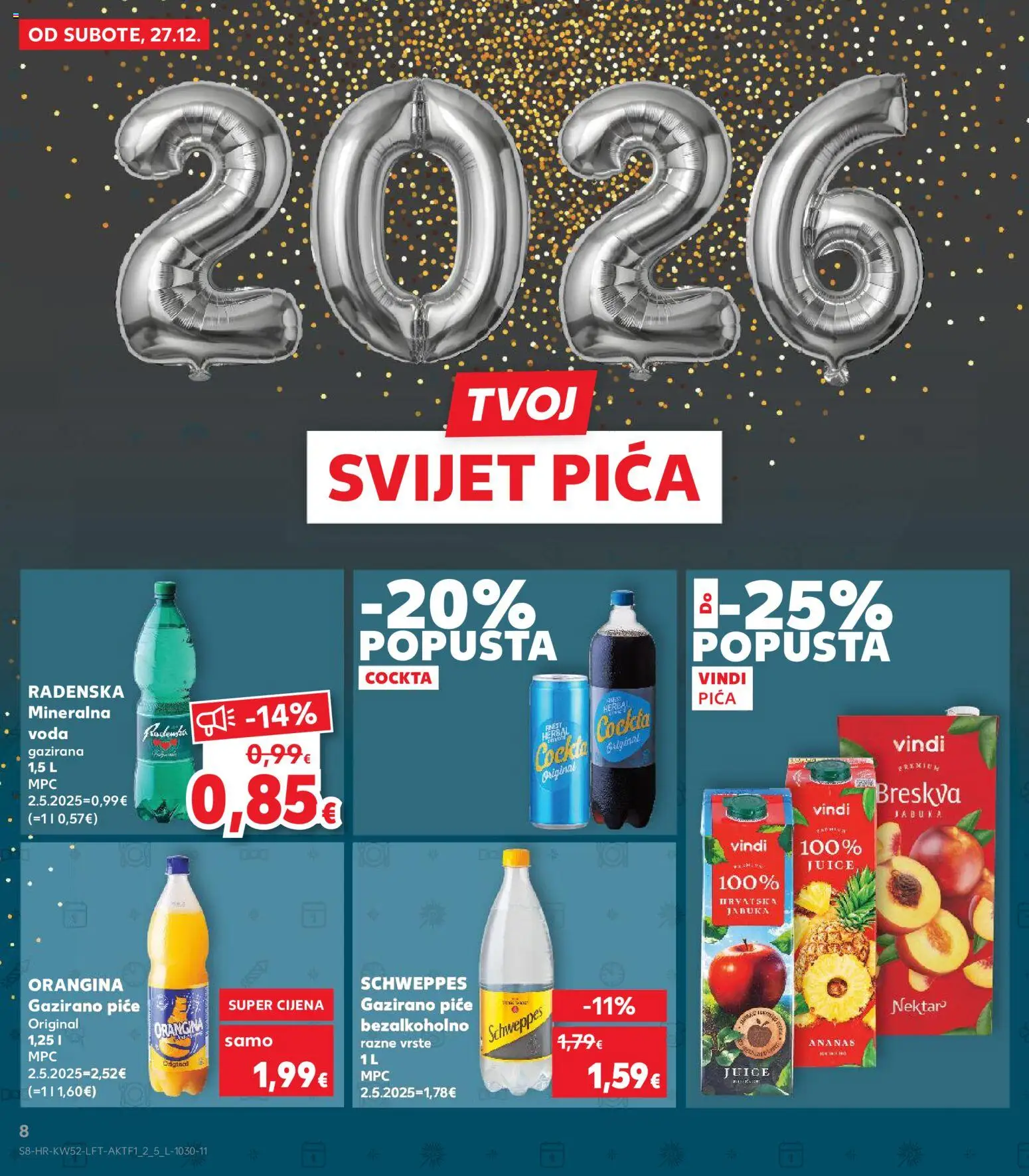 Kaufland katalog | vrijedi od 27.12.2025 | Stranica: 8 | Proizvodi: Radenska, Ananas, Voda, Breskva