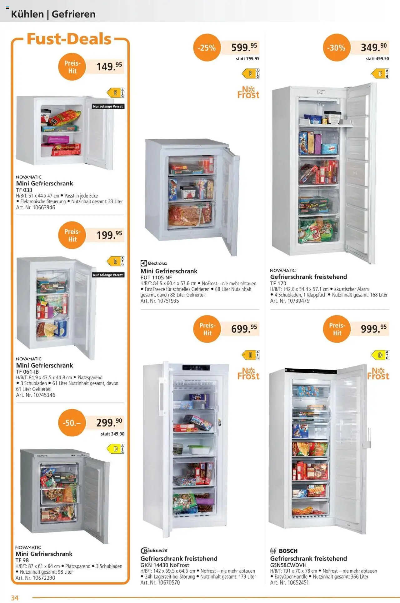 Fust Aktionen ab 23.06.2025 | Seite: 34 | Produkte: Gefrierschrank, Bosch
