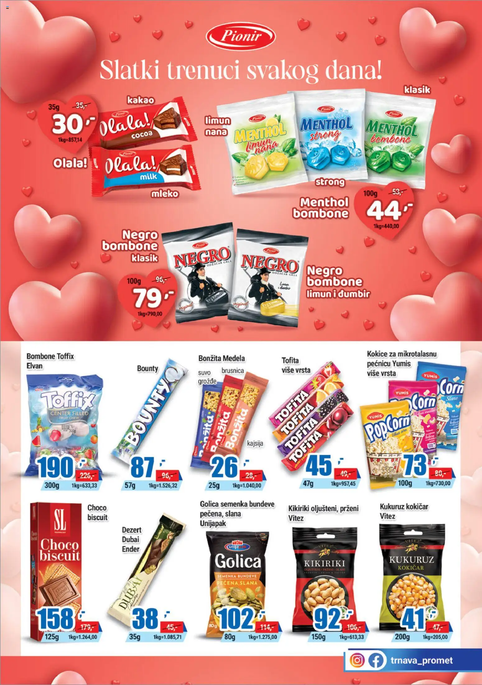 Trnava Promet katalog - važi od 12.02.2026 | Strana: 11 | Proizvode: Bombone, Kikiriki, Mleko, Popcorn