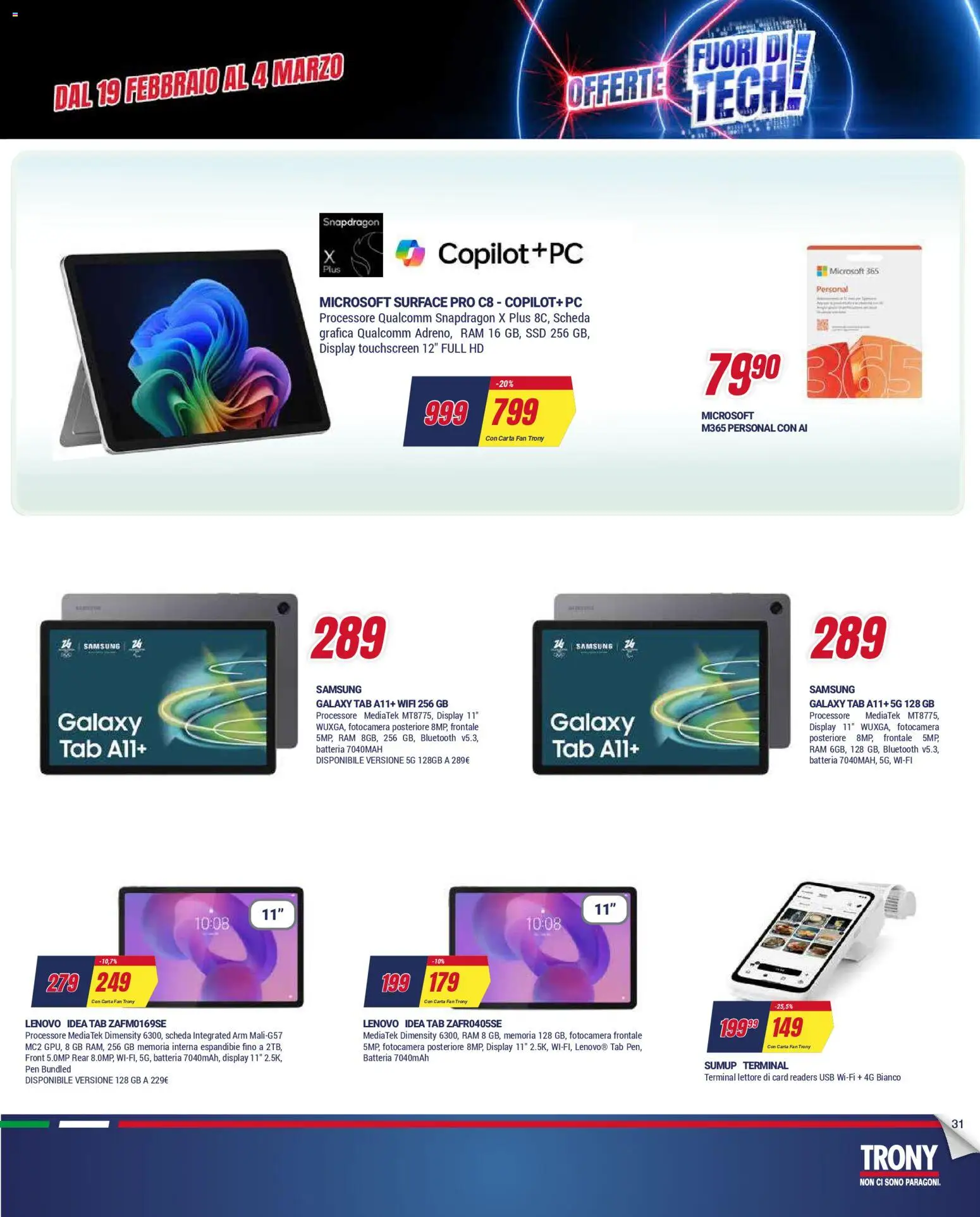 Volantino Trony del 19.02.2026 | Pagina: 31 | Prodotti: Fotocamera, Fan, Batteria, Samsung