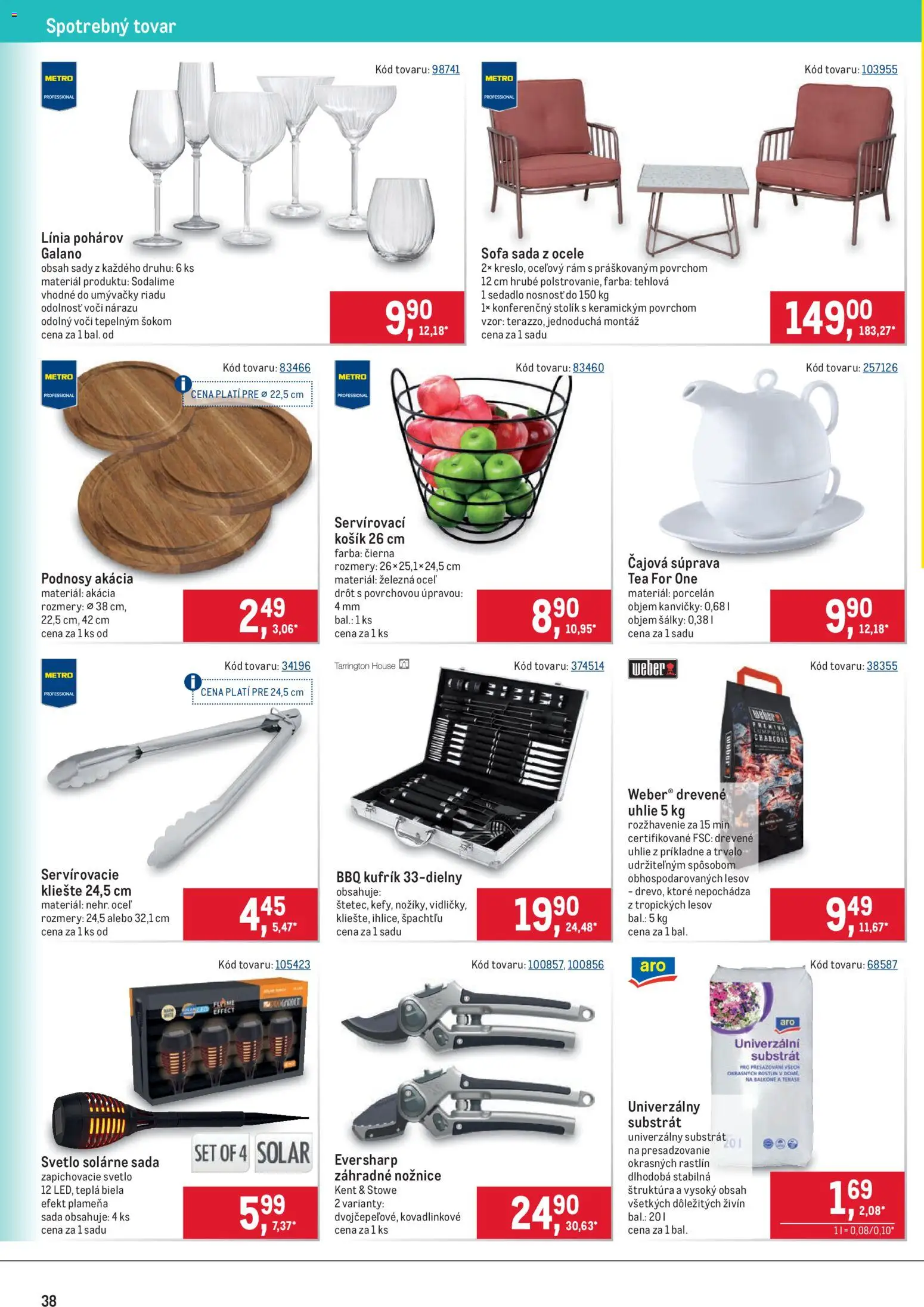 Nové Metro akcie – leták je platný od 25.02.2026 | Strana: 38 | Produkty: Svetlo, Rám, Konferenčný stolík, Drevené uhlie