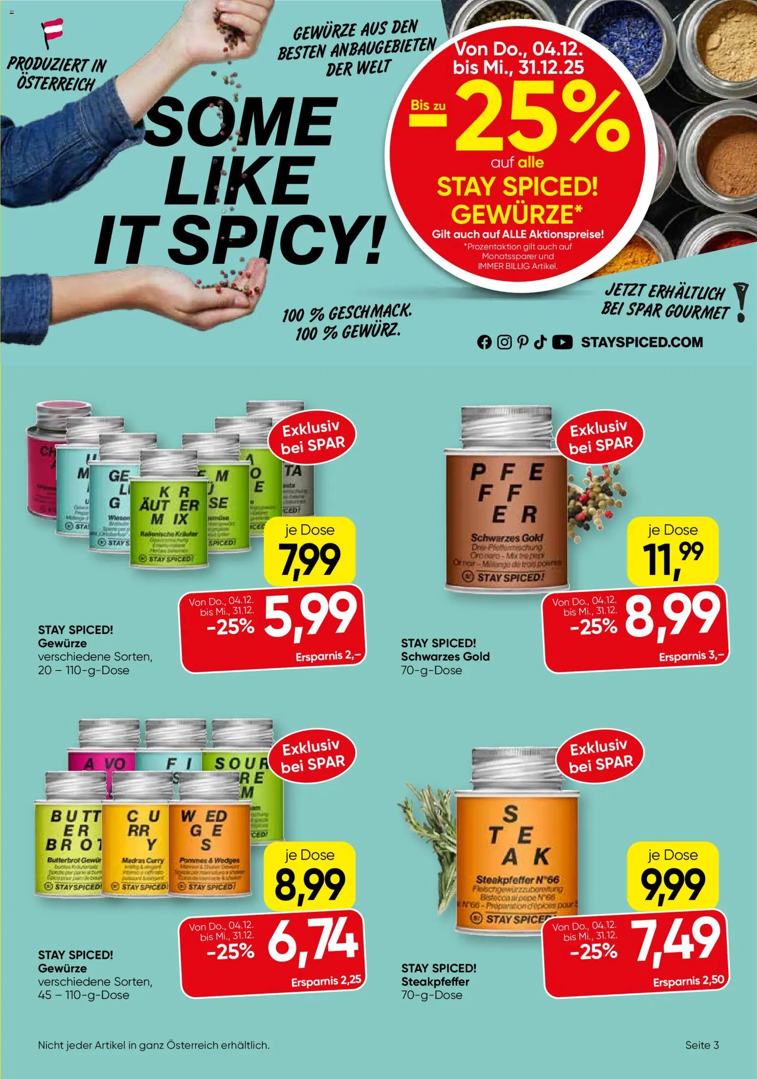 SPAR Gourmet Exklusiv bei SPAR - Wien  gültig ab 04.12.2025 | Seite: 3 | Produkte: Gewürze