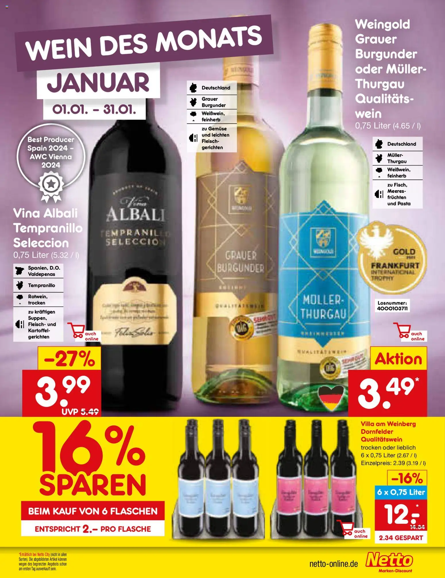 Netto Marken-Discount Prospekt 	 – gültig ab 19.01.2026 | Seite: 35 | Produkte: Gemüse, Pasta, Wein, Fleisch