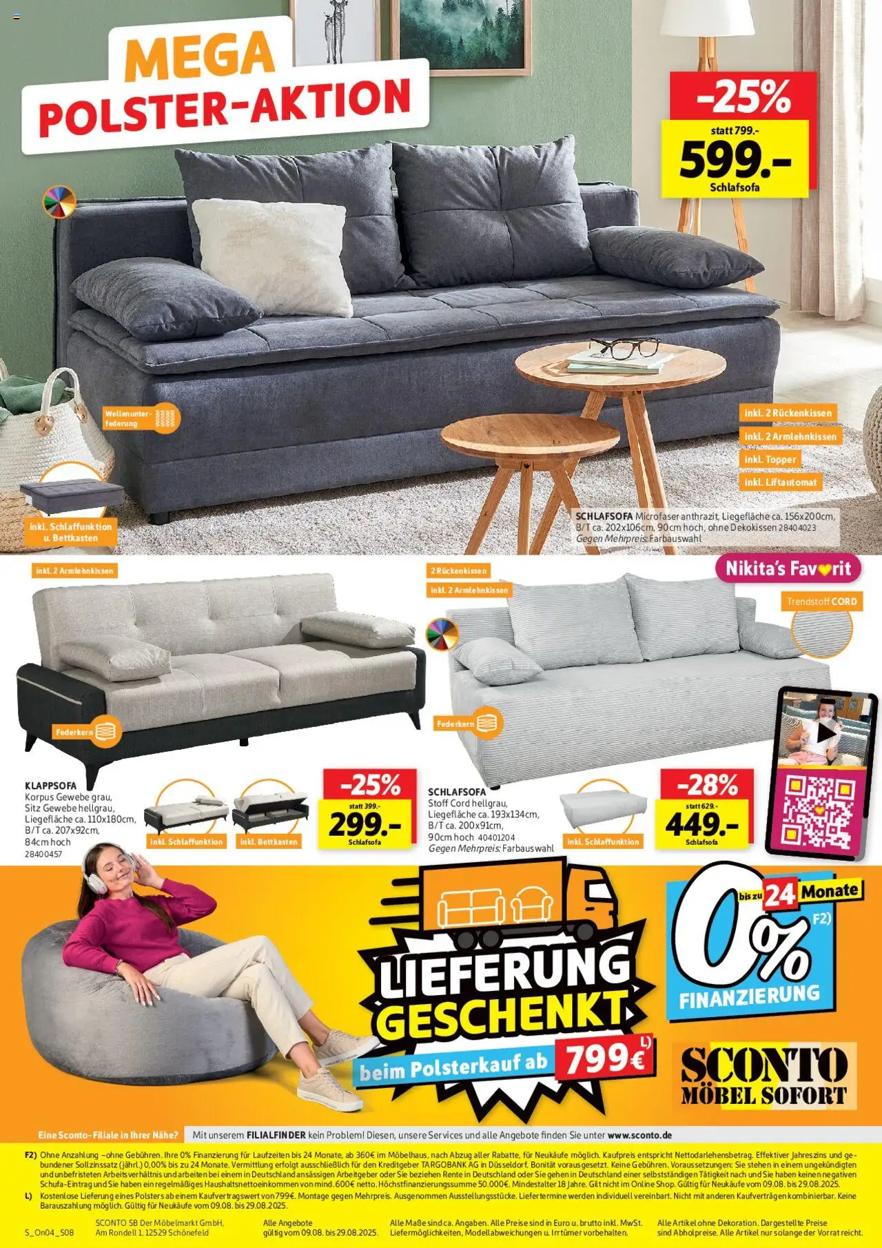 Sconto Prospekt 	 - gültig ab dem 09.08.2025 | Seite: 8 | Produkte: Schlafsofa, Klappsofa, Topper