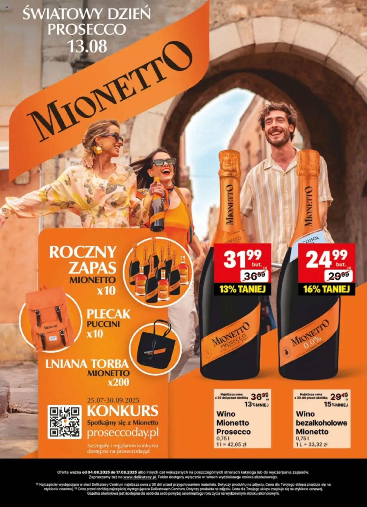 Delikatesy Centrum Gazetka - DeliBarek od 04.08.2025 | Strona: 10 | Produkty: Plecak, Torba, Wino, Prosecco