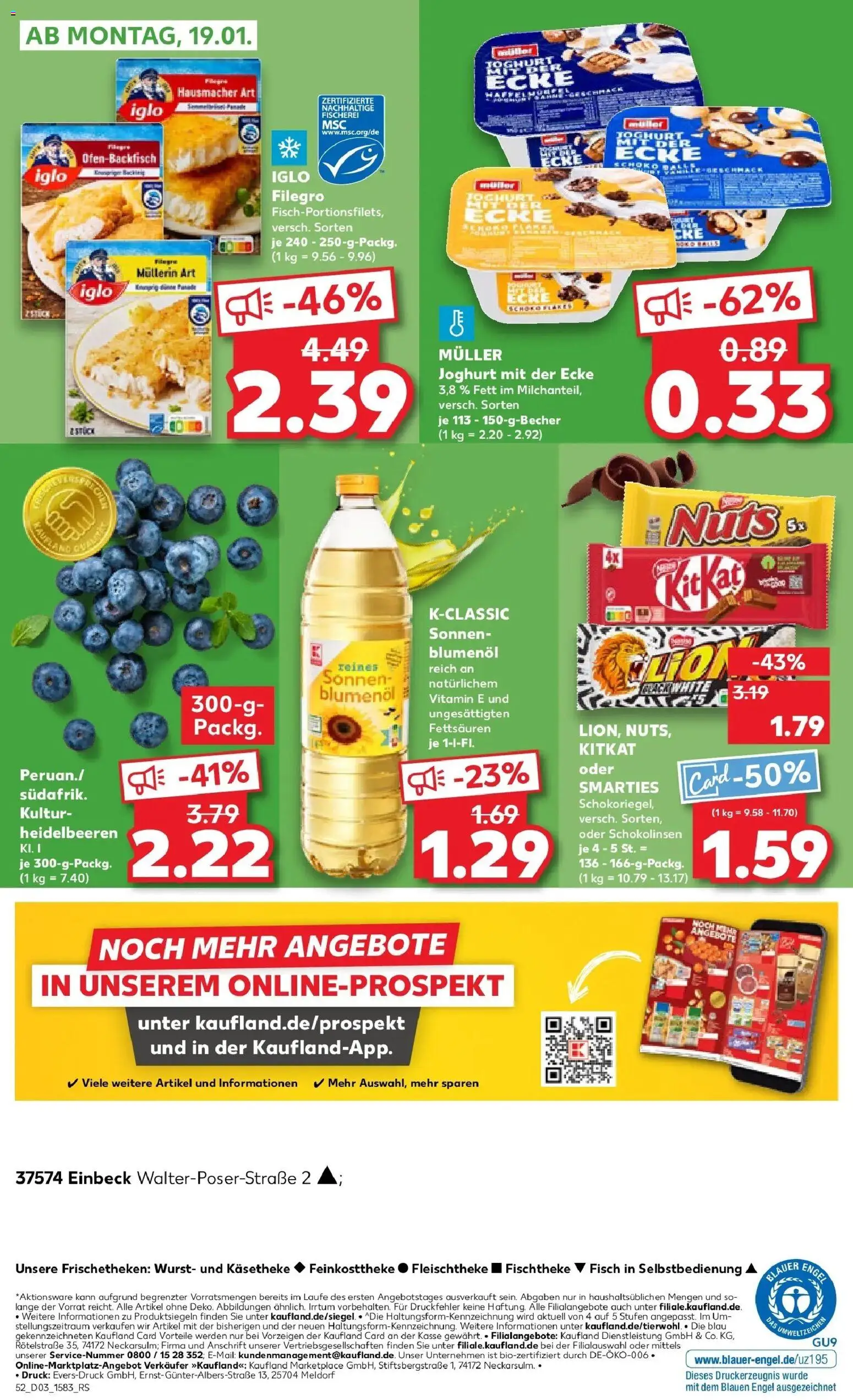 Kaufland prospekt Einbeck	 – gültig ab 15.01.2026 | Seite: 52 | Produkte: Iglo, Smarties, Heidelbeeren, Wurst
