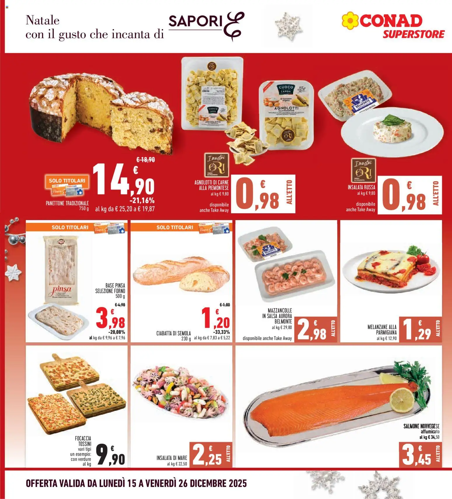 Volantino Conad del 15.12.2025 | Pagina: 12 | Prodotti: Insalata, Mazzancolle, Verdure, Panettone