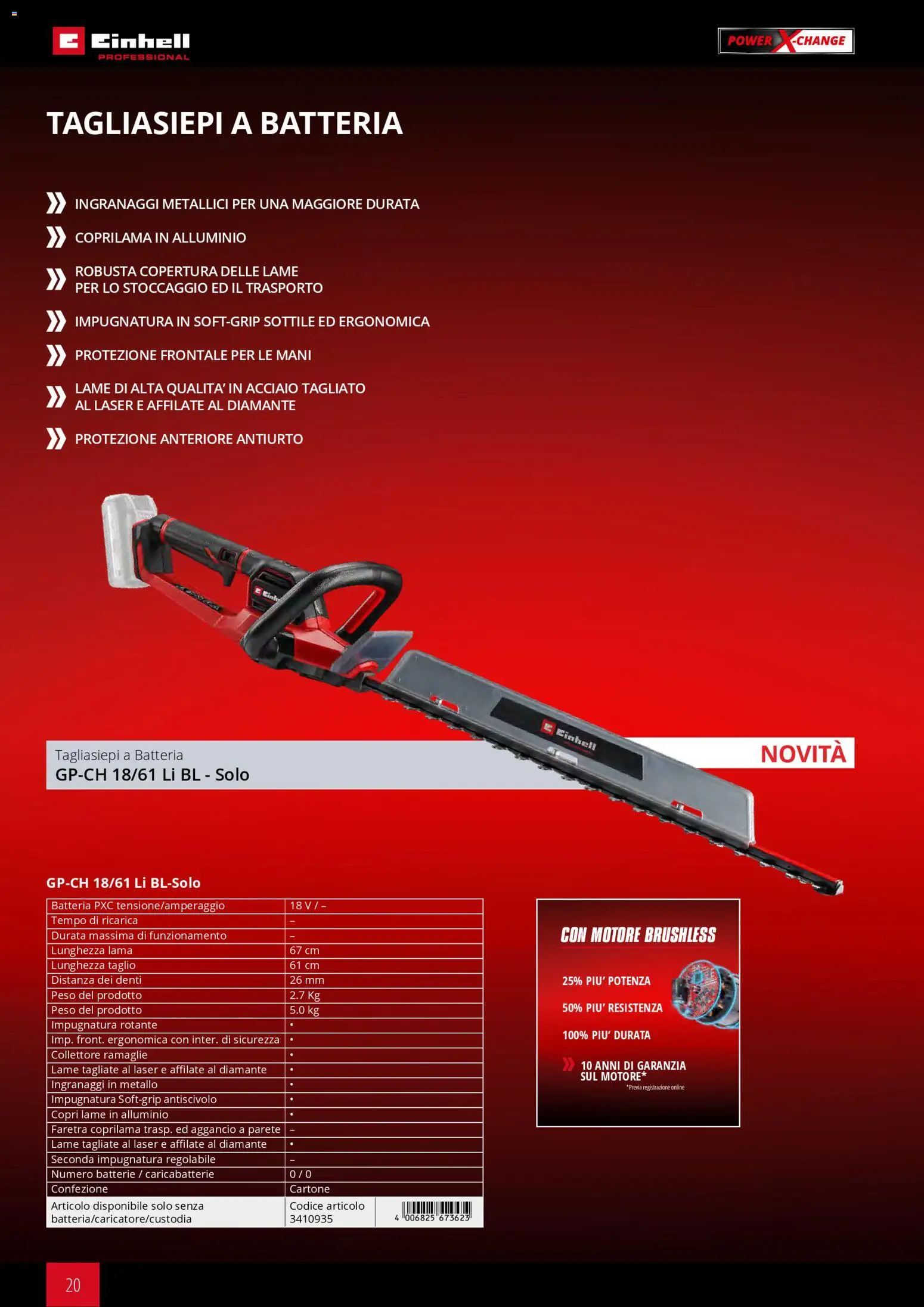 Volantino Einhell del 02.03.2026 | Pagina: 22 | Prodotti: Tagliasiepi, Alluminio, Batteria, Caricabatterie