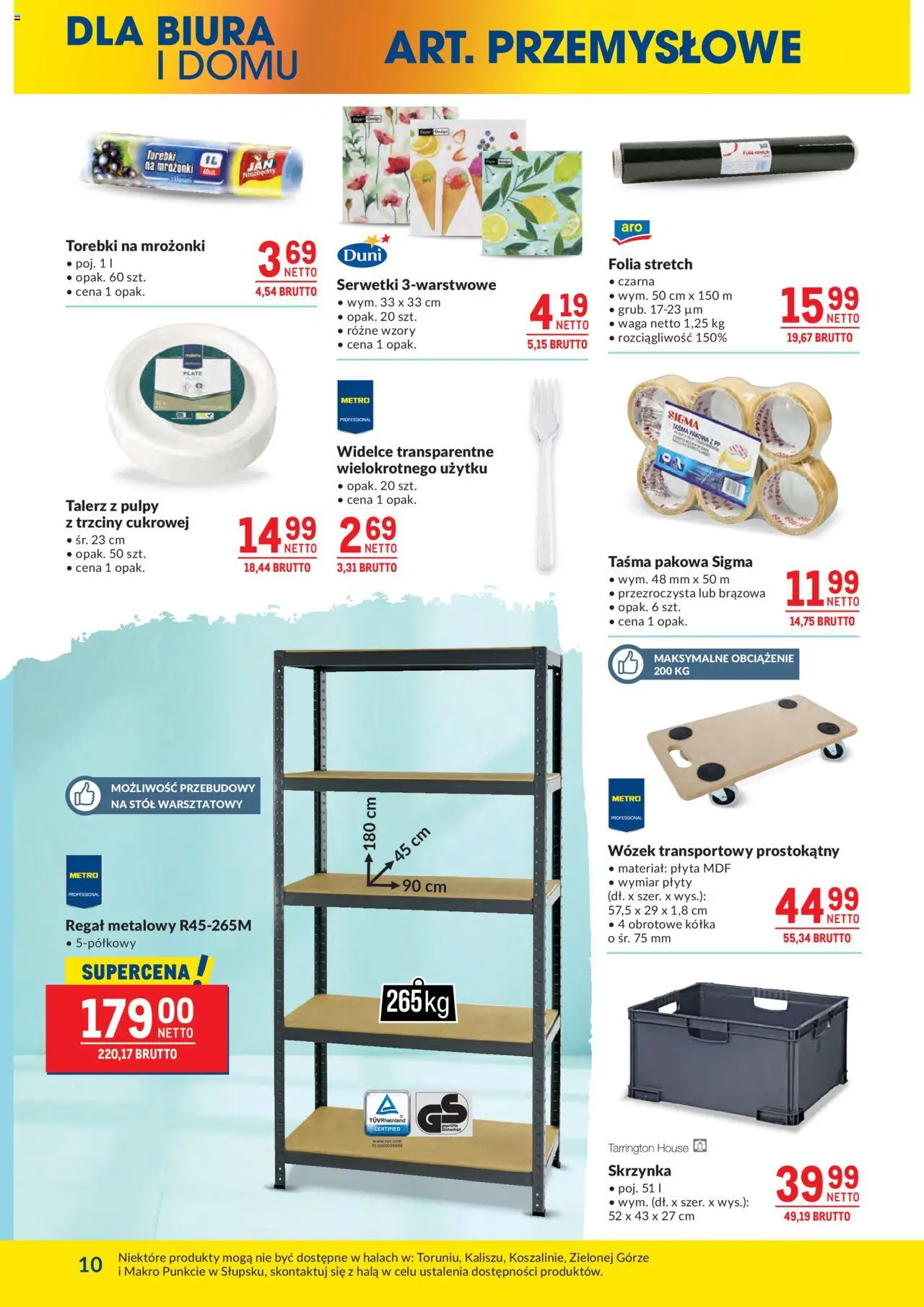 Makro Gazetka od 19.08.2025 | Strona: 10 | Produkty: Wózek transportowy, Regał metalowy, Waga, Regał