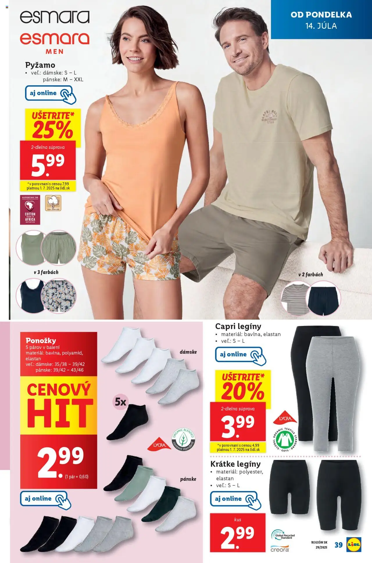 Lidl leták │ platný od 14.07.2025 | Strana: 43 | Produkty: Ponožky, Pyžamo, Legíny