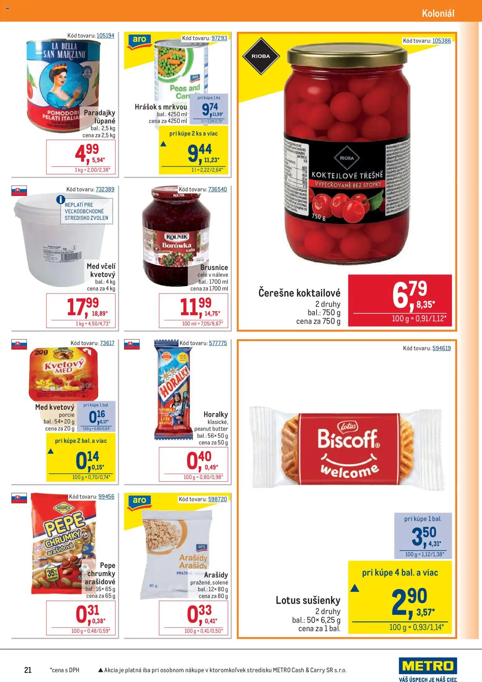 Nové Metro akcie – leták je platný od 28.01.2026 | Strana: 21 | Produkty: Hrášok, Lyže, Med, Horálky