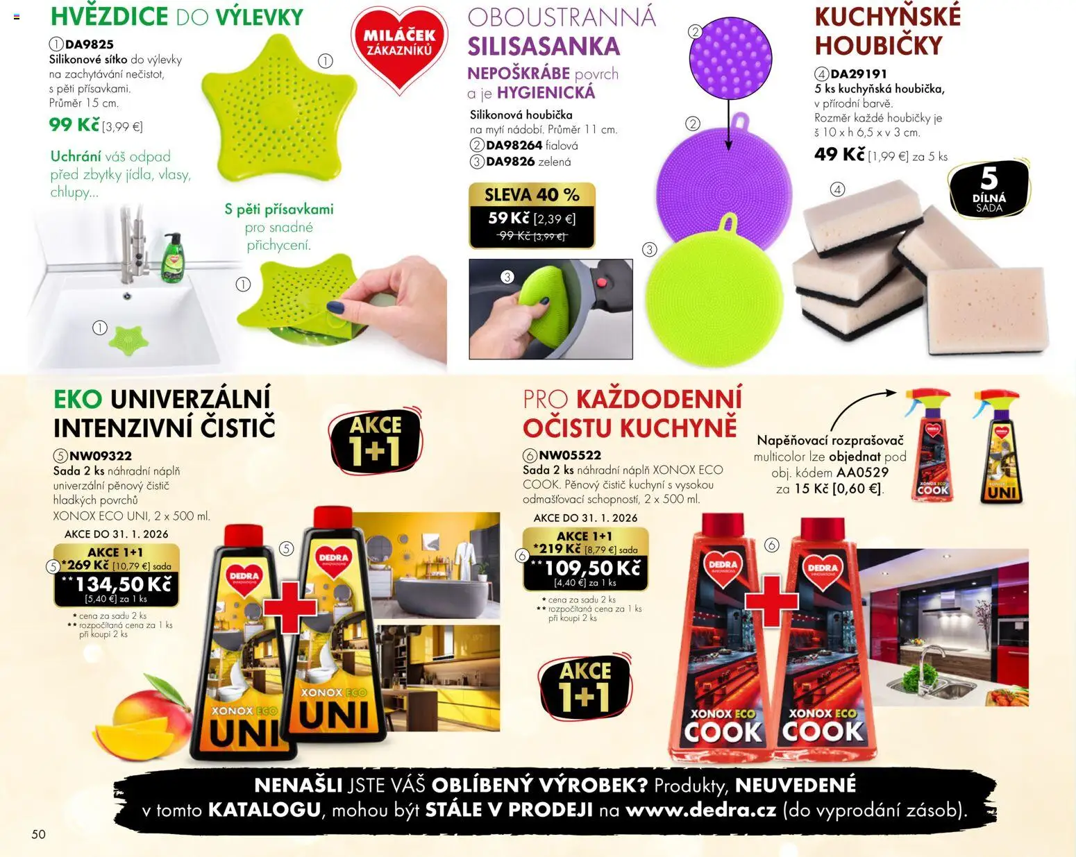 Nové Dedra akcie – leták je platný od 01.01.2026 | Strana: 50 | Produkty: Kuchyne