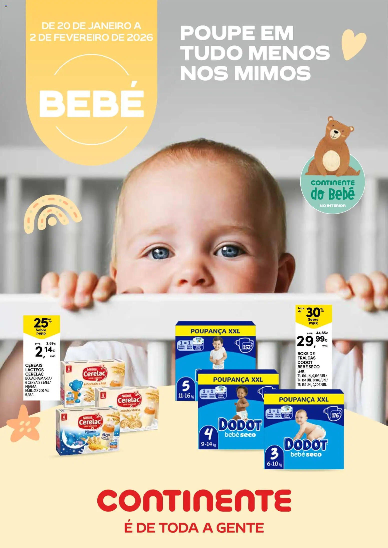 Continente - Açores: Bebé │ válido de 20.01.2026 | Página: 1 | Produtos: Fraldas, Fraldas dodot, Mel, Cereais