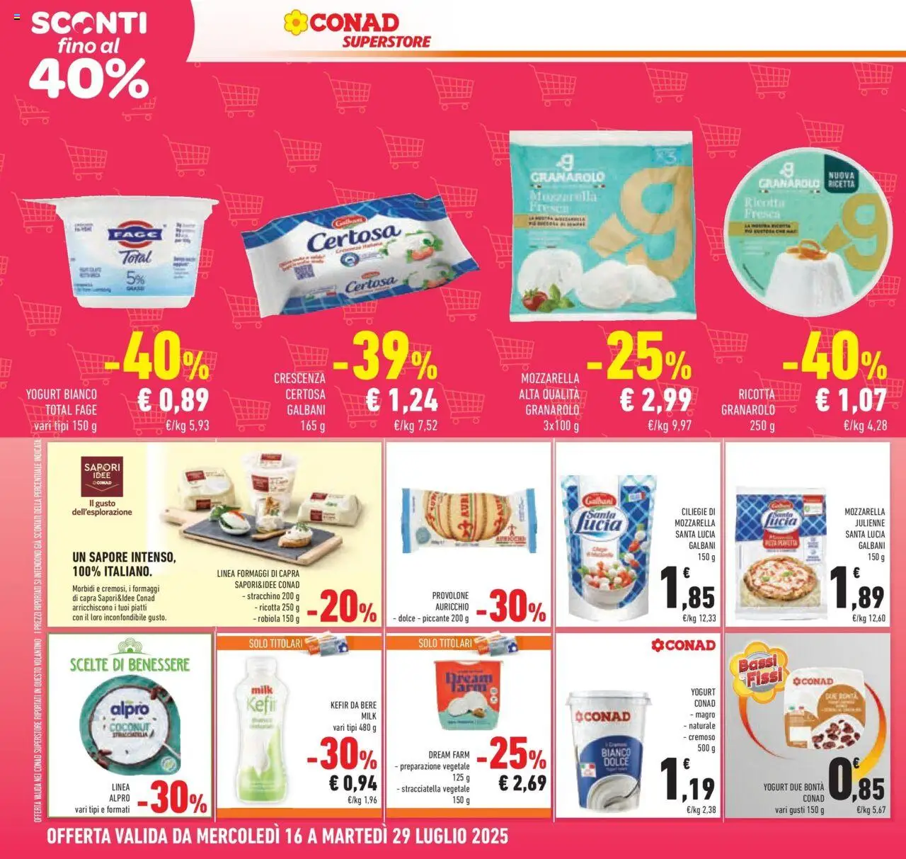 Volantino Conad del 15.07.2025 | Pagina: 14 | Prodotti: Mozzarella, Crescenza, Robiola, Stracciatella