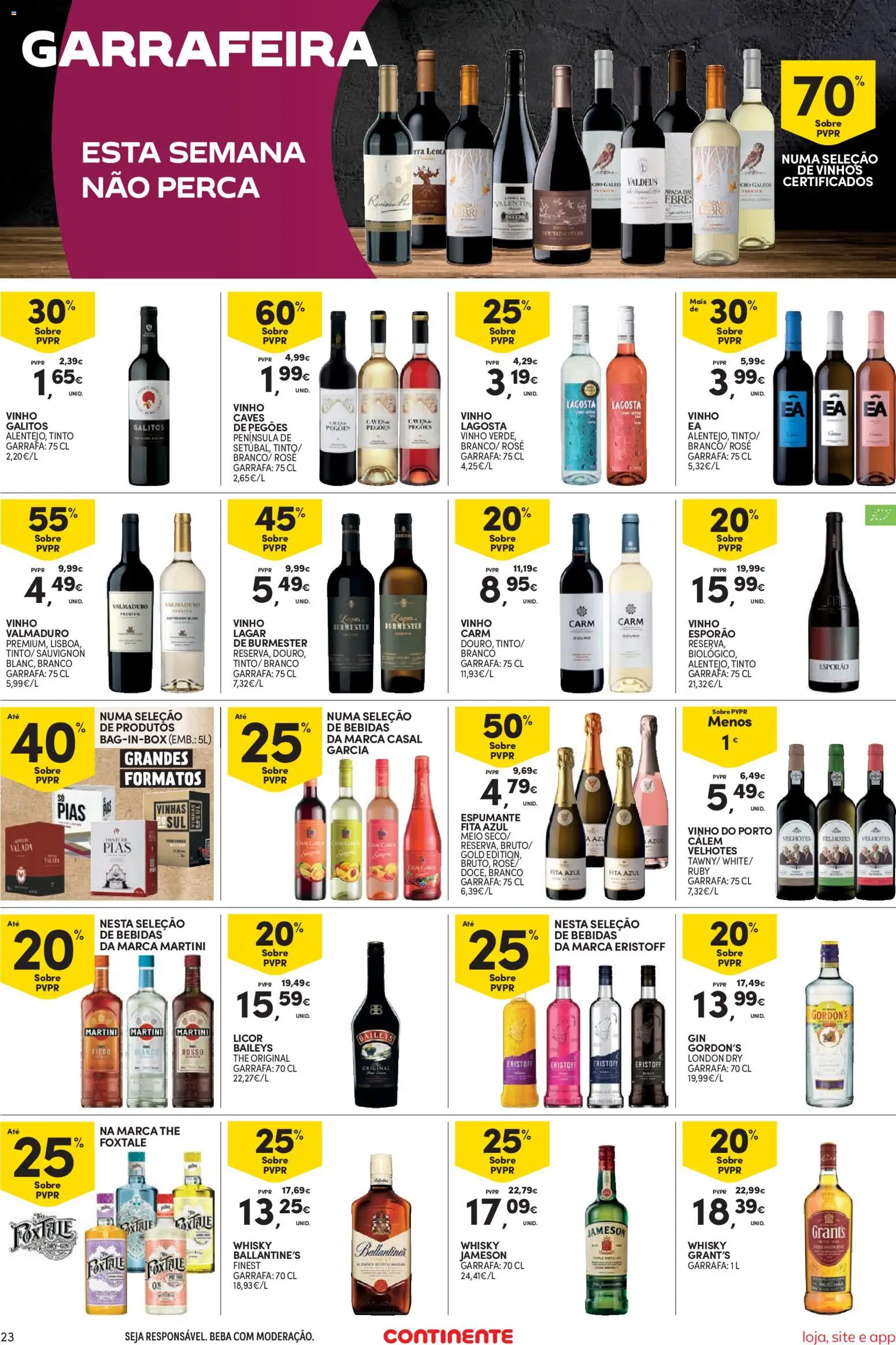 Continente Semanal Continente Bom Dia │ válido de 28.10.2025 | Página: 23 | Produtos: Espumante, Lagosta, Licor, Gin