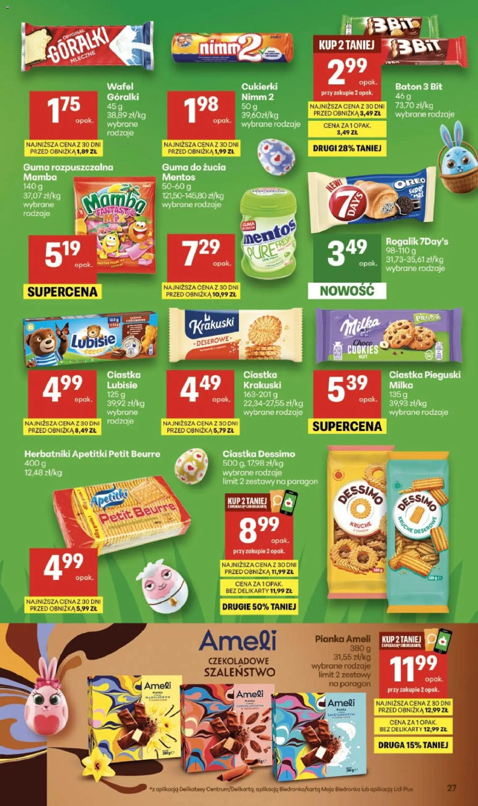 Delikatesy Centrum gazetka od 12.03.2026 | Strona: 27 | Produkty: Milka, Herbatniki, Baton, Guma do żucia