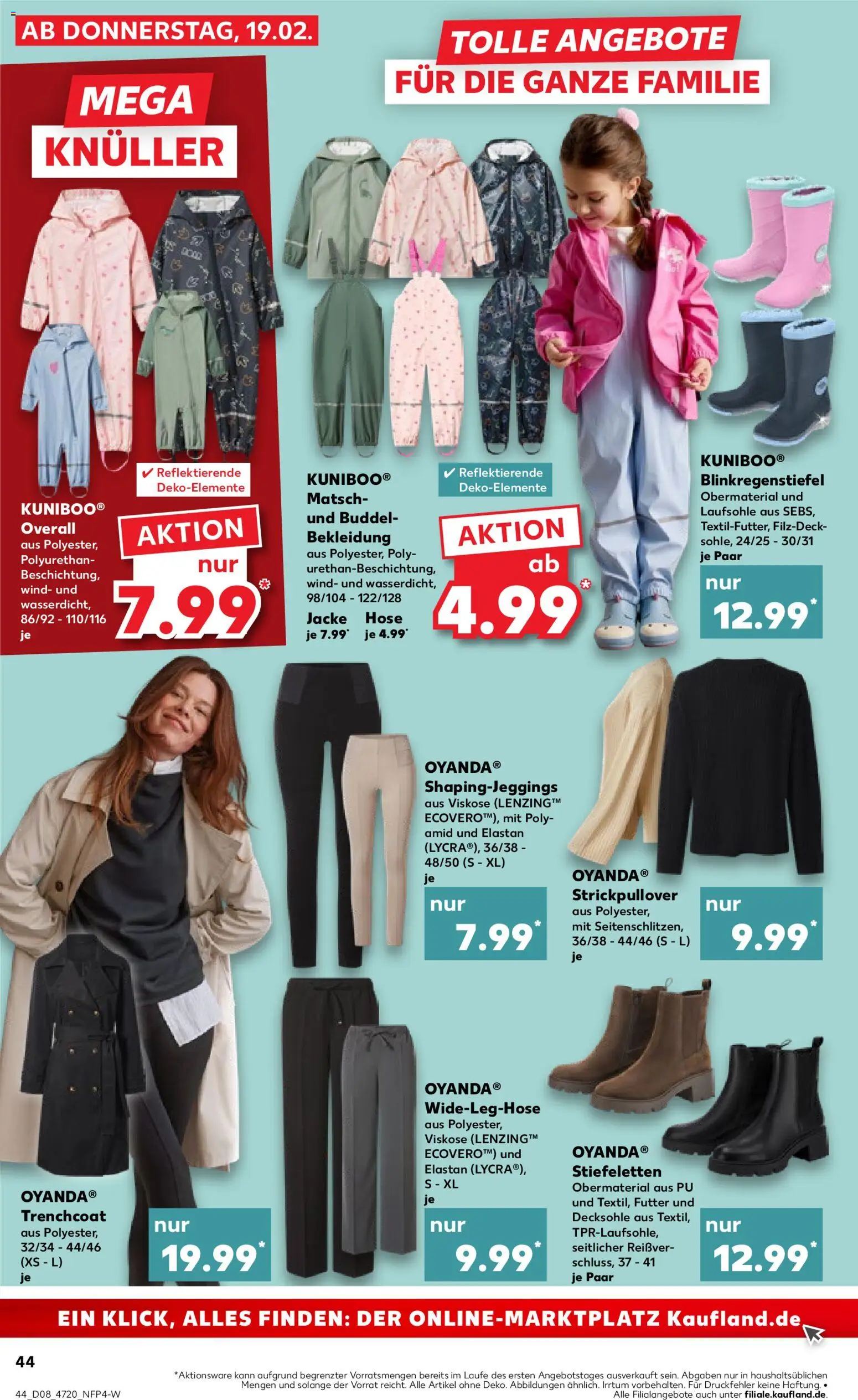 Kaufland prospekt Hannover	 – gültig ab 19.02.2026 | Seite: 44 | Produkte: Trenchcoat, Bekleidung, Jacke, Hose