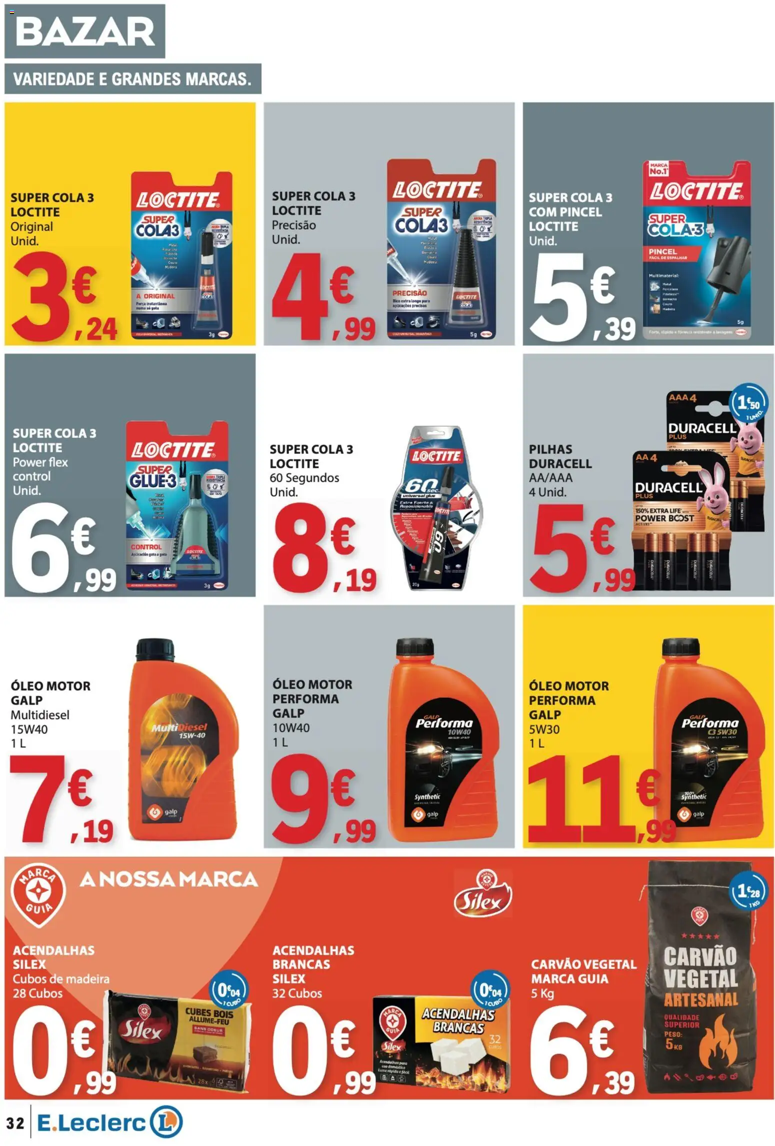 E.Leclerc folheto │ válido de 23.04.2026 | Página: 32 | Produtos: Pincel, Carvão vegetal, Pilhas, Óleo