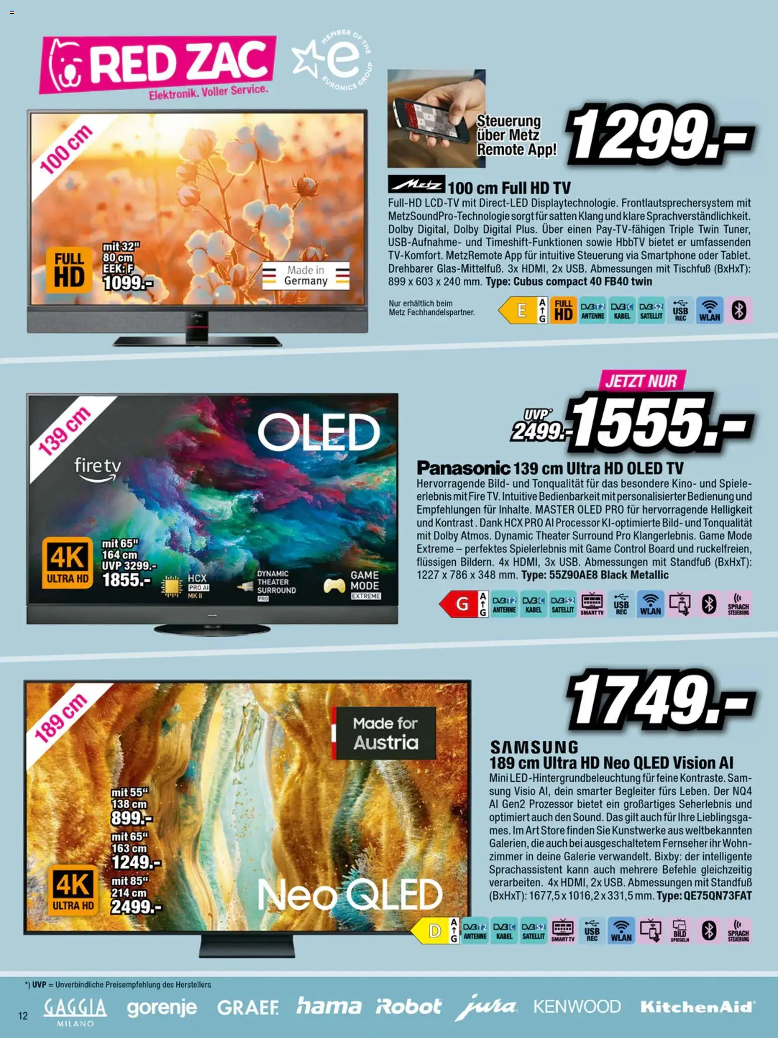 RED ZAC Vorarlberg gültig ab 27.10.2025 | Seite: 12 | Produkte: Smartphone, TV, Kabel, Satellit