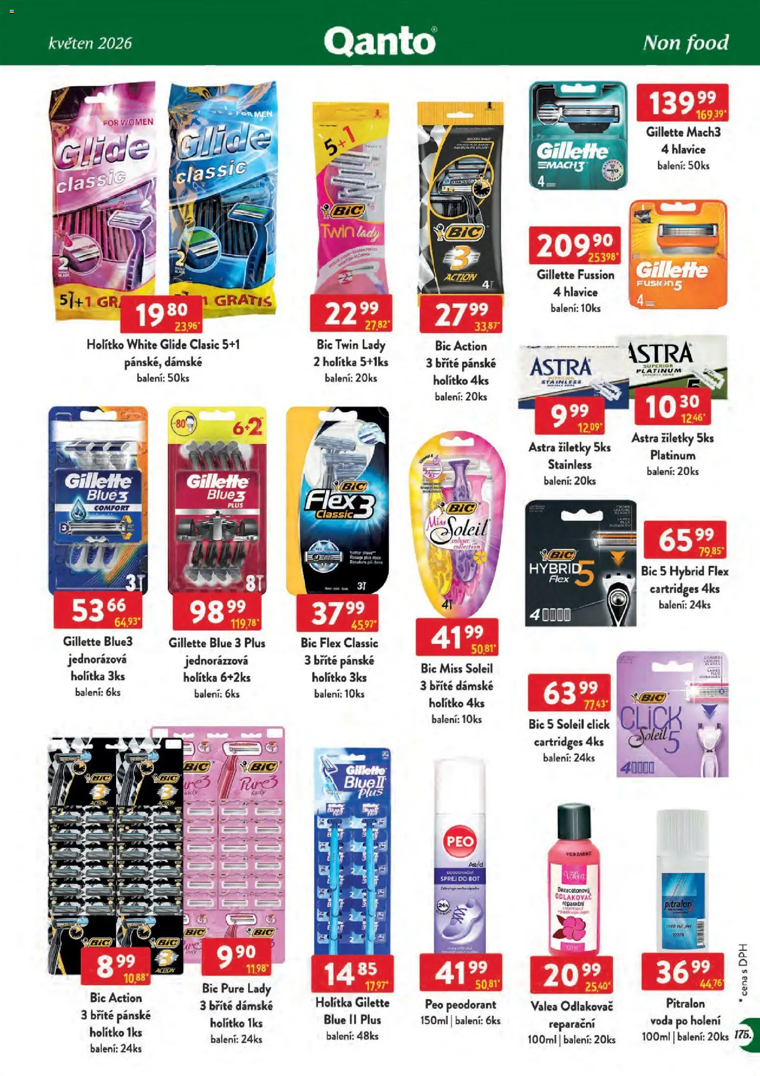 Astur & Qanto leták - Velkoobchod 05/2026 od 01.05.2026 | Strana: 175 | Produkty: Voda po holení, Vál, Žiletky, Gillette Mach3