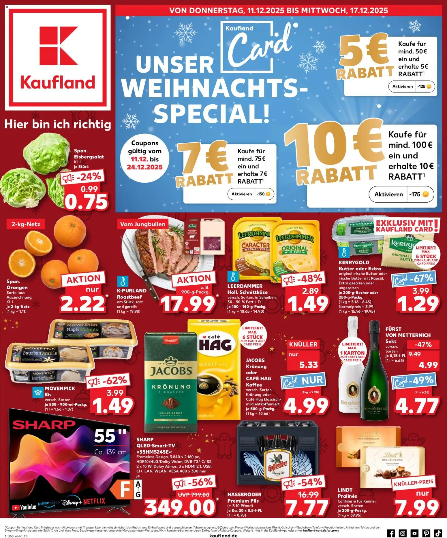 Kaufland prospekt Speyer	 – gültig ab 11.12.2025 | Seite: 1 | Produkte: Sekt, Smart TV, Roastbeef, Eis
