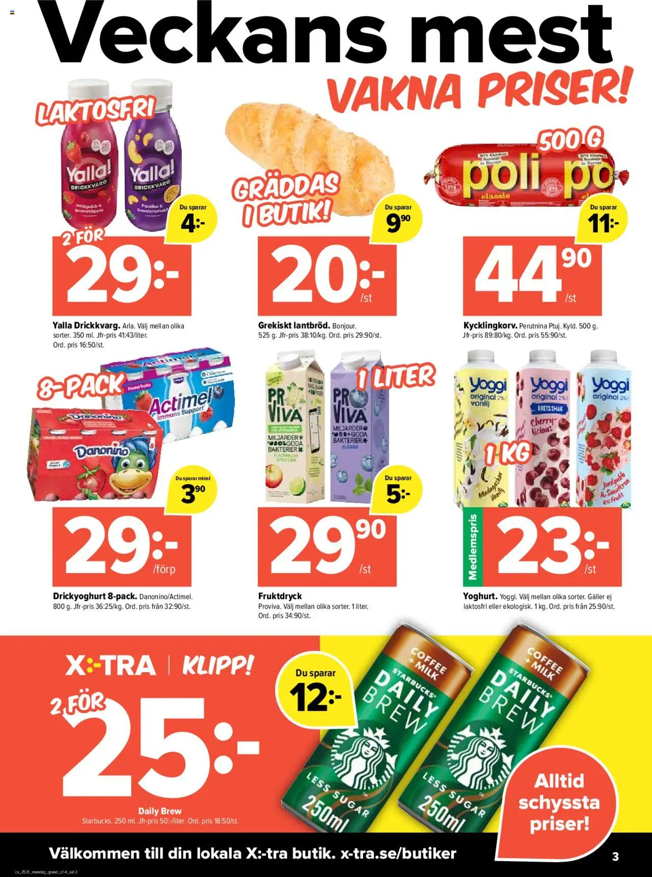 Coop X:-TRA reklamblad aktuell från 28.07.2025 | Sida: 3 | Produkter: Galler, Yoggi