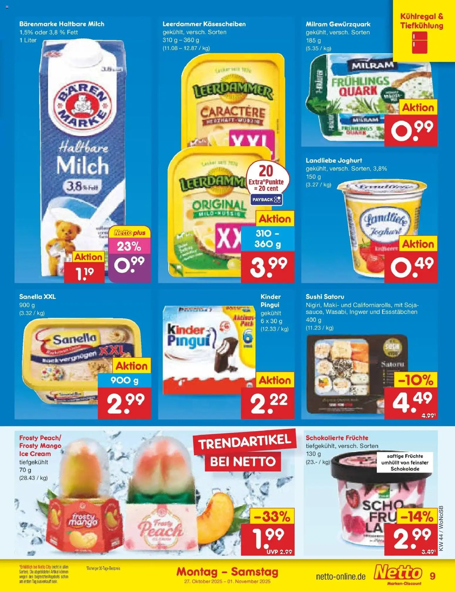 Netto Marken-Discount prospekt Pirna	 – gültig ab 27.10.2025 | Seite: 11 | Produkte: Schokolade, Leerdammer, Milram, Sanella