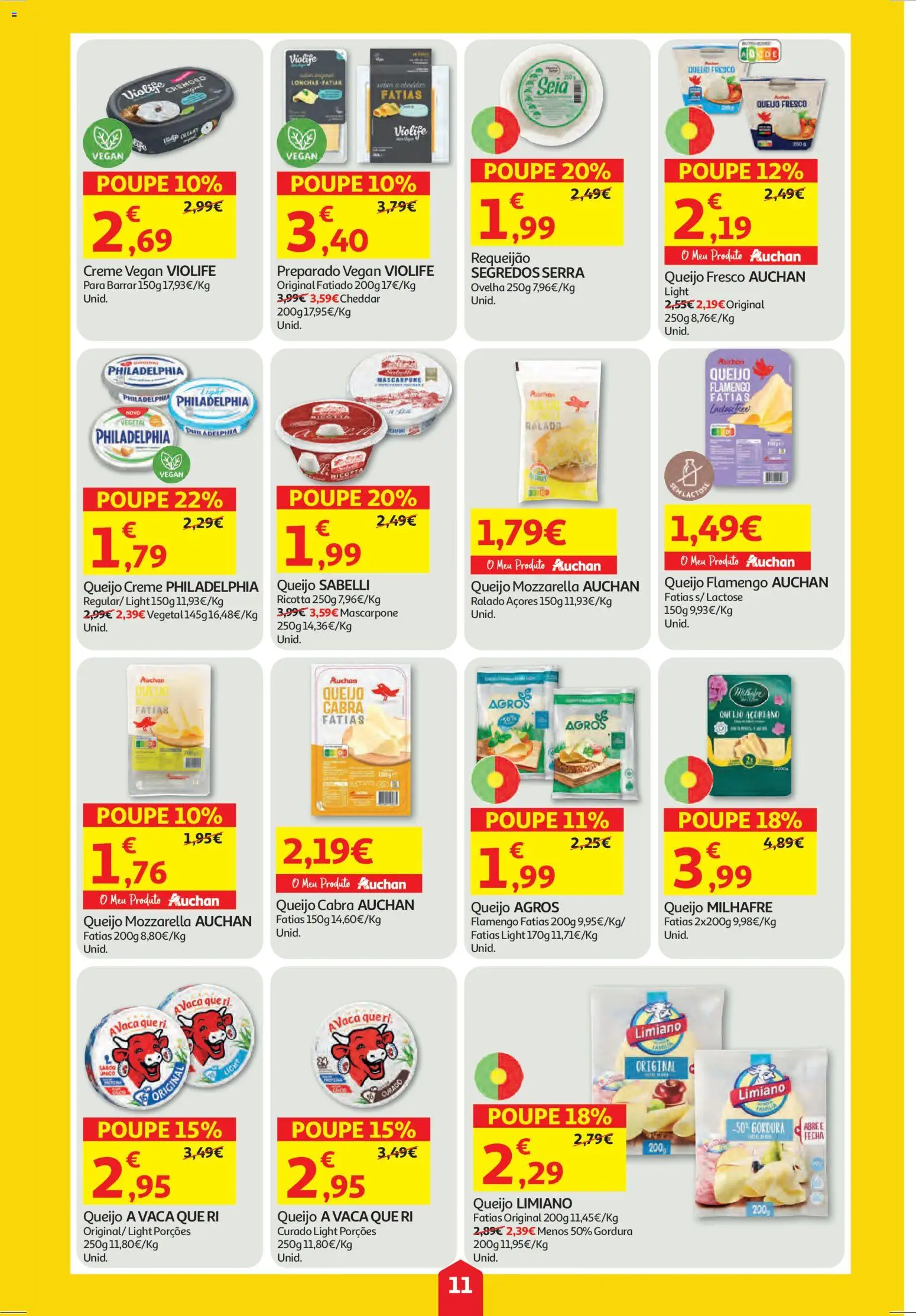 Auchan folheto │ válido de 27.11.2025 | Página: 11 | Produtos: Queijo creme, Queijo, Requeijão, Cheddar