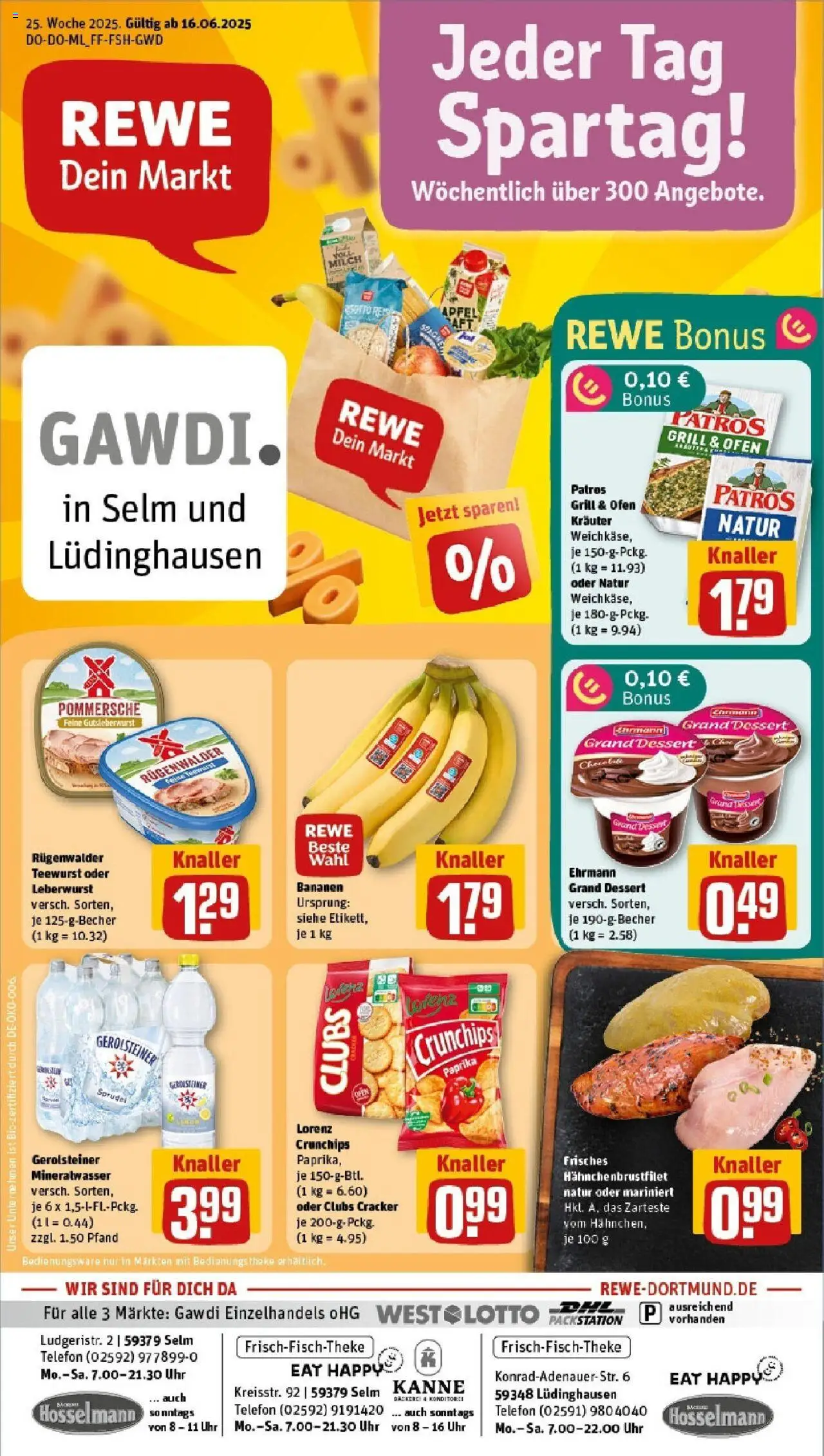 Rewe prospekt Lüdinghausen	 - gültig ab dem 15.06.2025 | Seite: 1 | Produkte: Grill, Theke, Bananen, Gerolsteiner