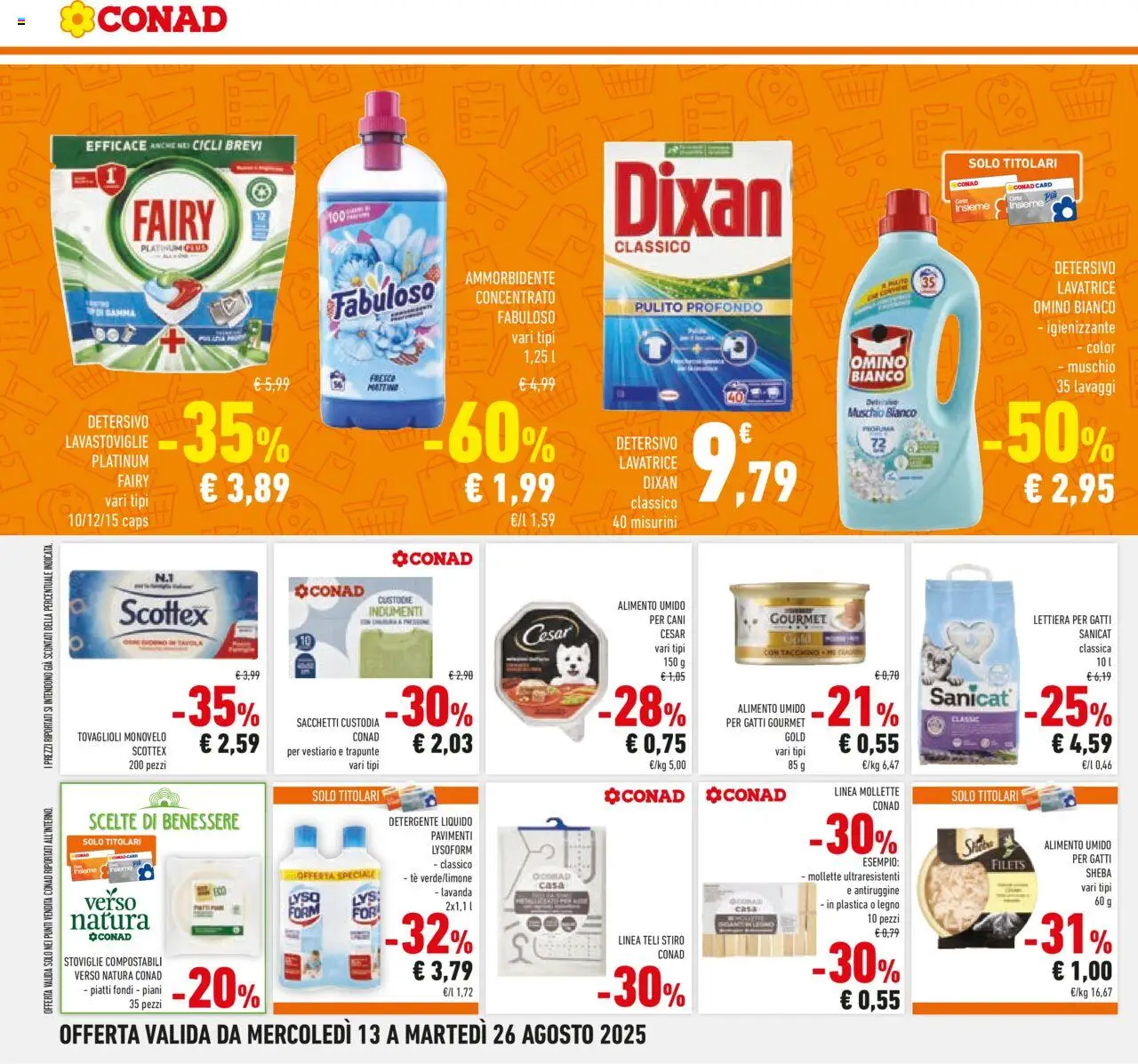 Volantino Conad del 13.08.2025 | Pagina: 20 | Prodotti: Detergente, Tè, Lavastoviglie, Lavanda