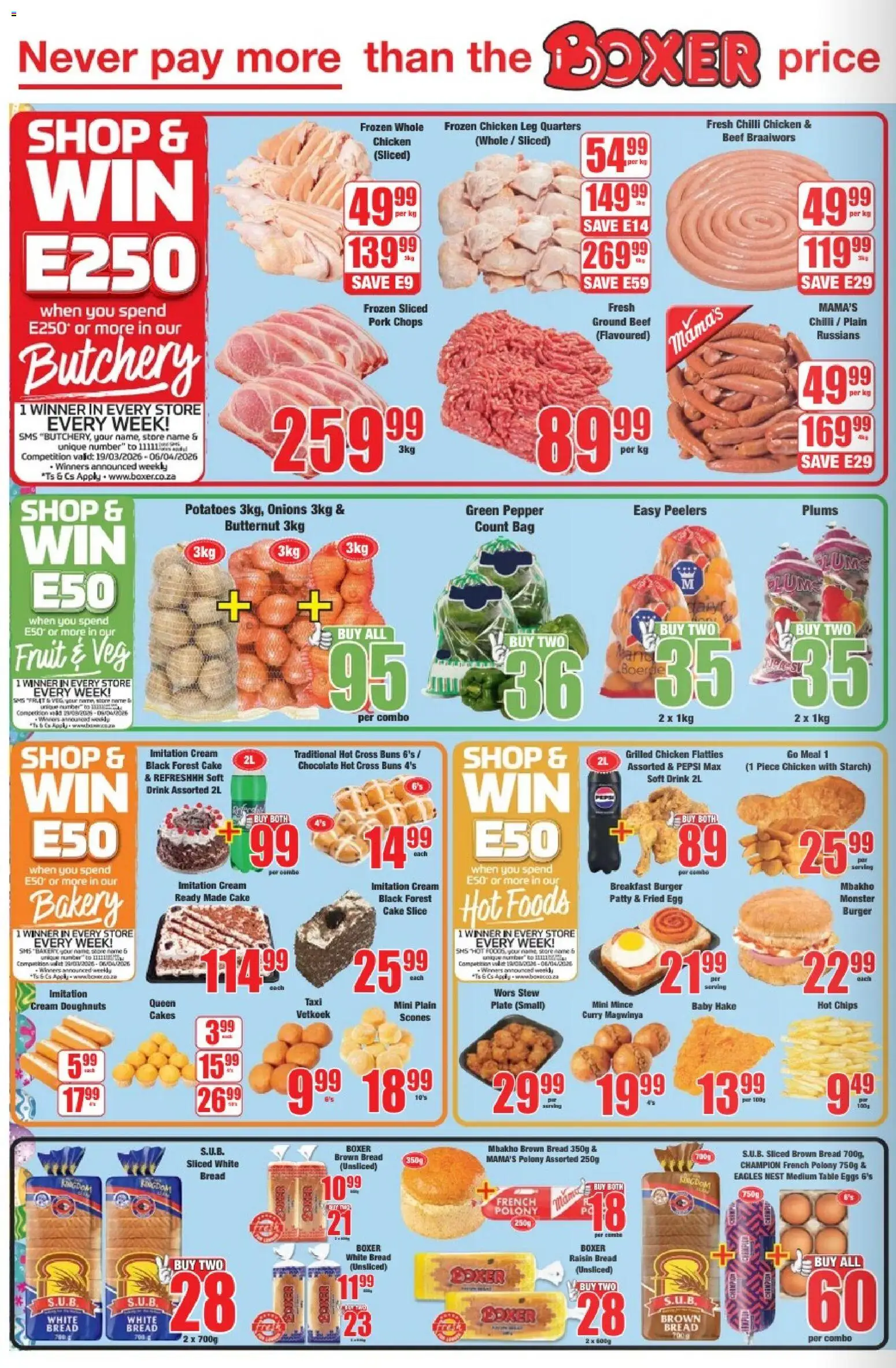 New Boxer eSwatini - Specials catalogue – valid from 19.03.2026 | Page: 2 | Products: Silla apilable, Buns, Peeler, Cream