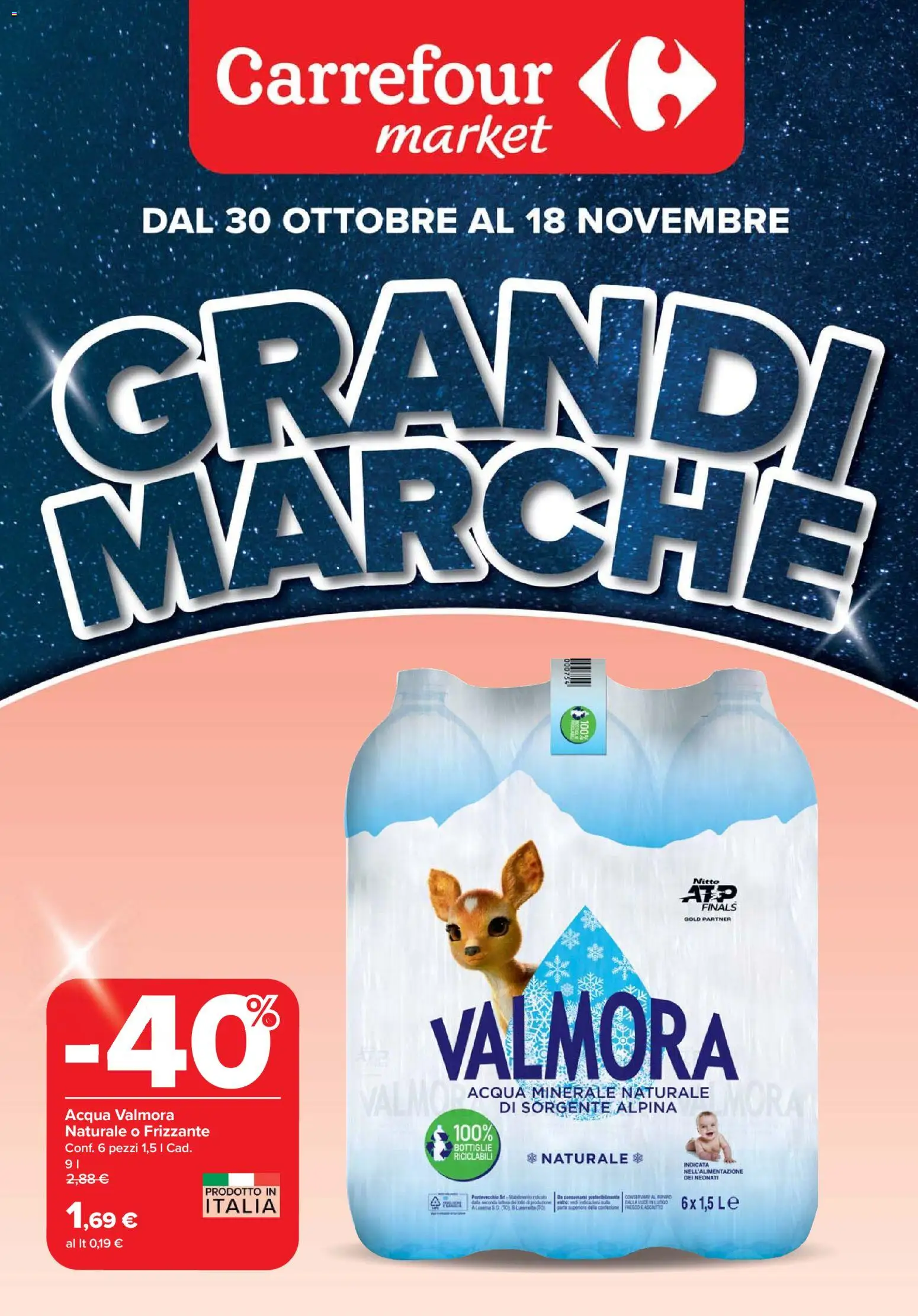 Volantino Carrefour del 30.10.2025 | Pagina: 1 | Prodotti: Acqua, Acqua minerale
