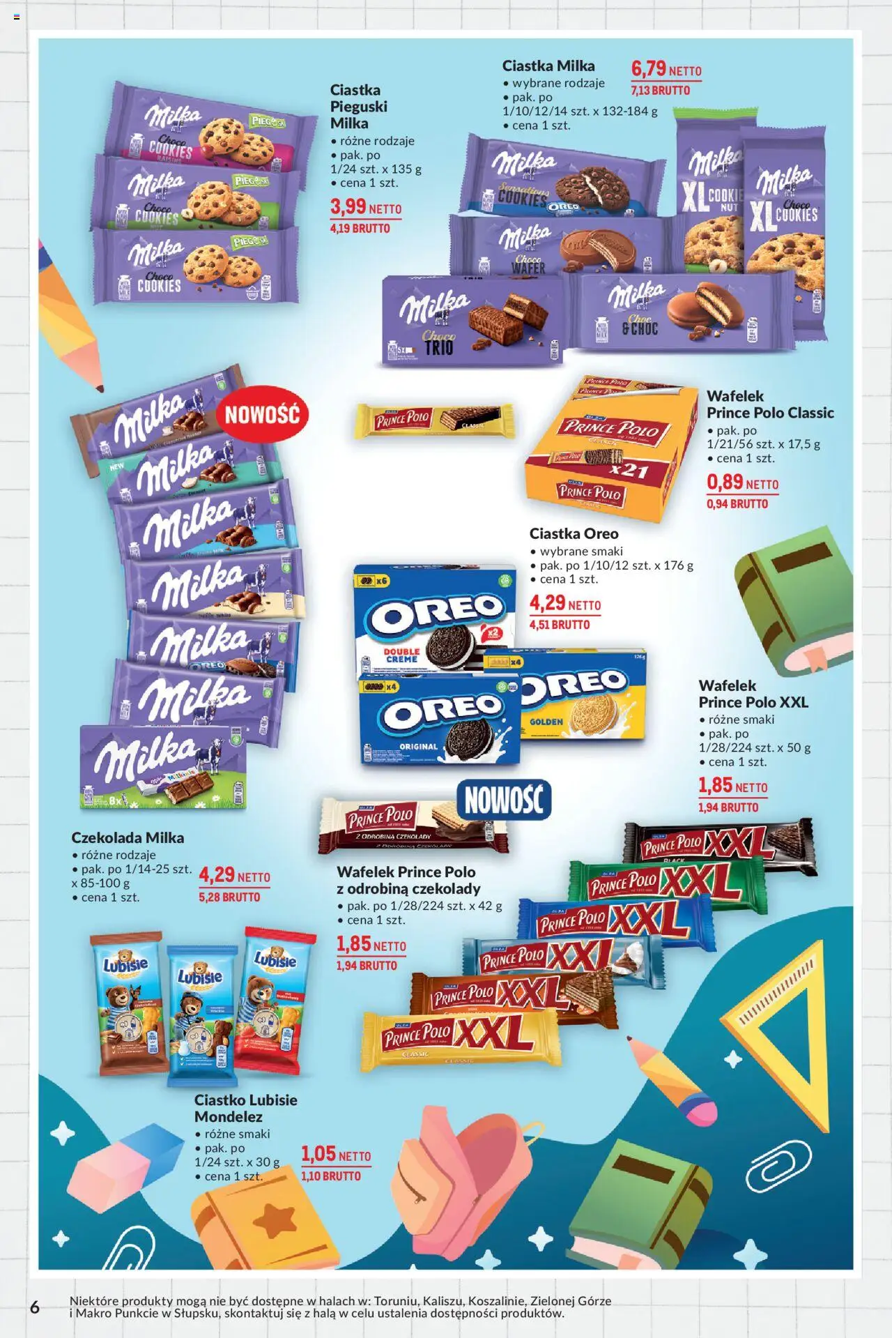 Makro Gazetka - Katalog Back to School od 19.08.2025 | Strona: 6 | Produkty: Prince polo xxl, Milka, Czekolada, Ciastka
