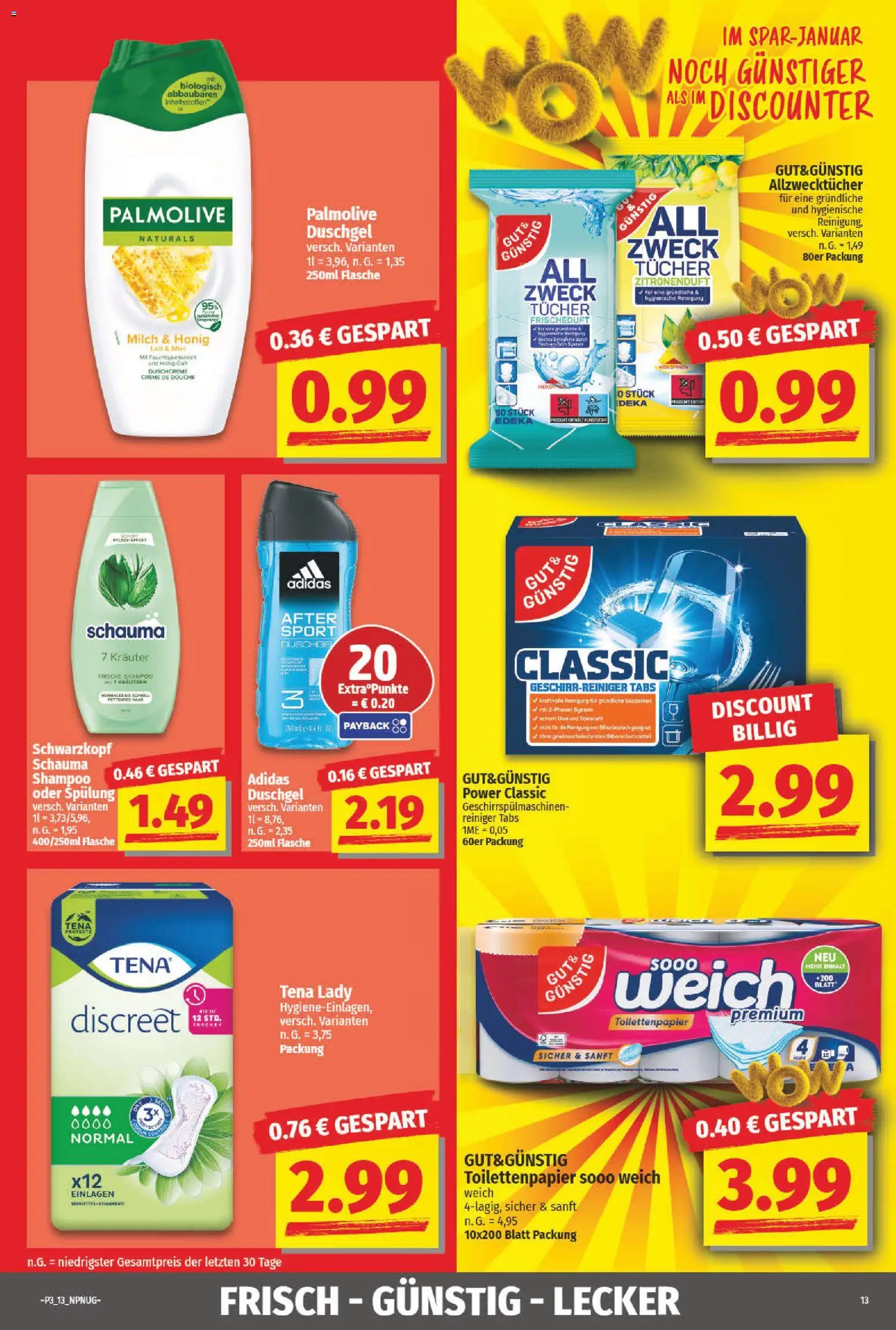 NP Discount Prospekt 	 – gültig ab 12.01.2026 | Seite: 13 | Produkte: Schauma shampoo, Creme, Duschgel, Duschcreme
