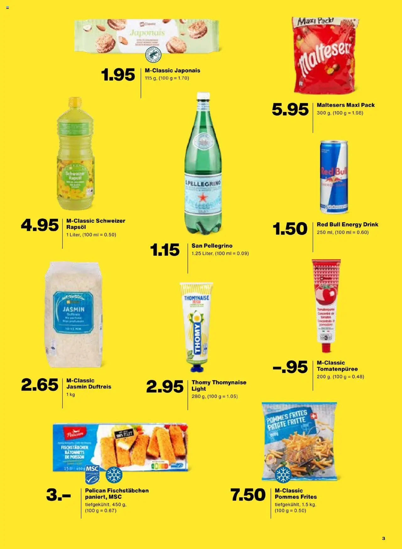 Migros Aktionen – gültig ab 16.09.2025 | Seite: 3 | Produkte: Red bull, Rapsöl, Tomatenpüree, Mayonnaise