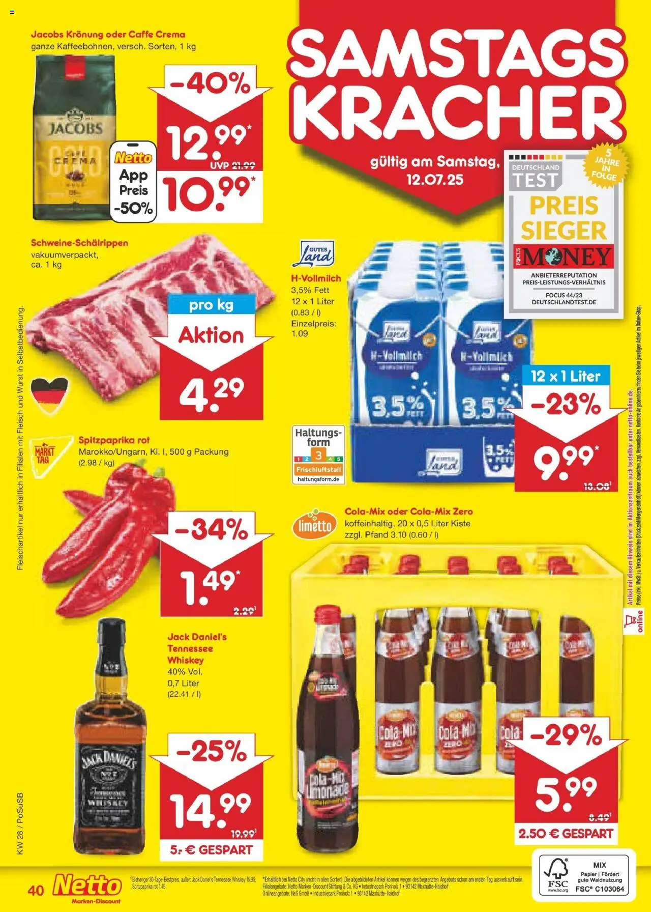 Netto Marken-Discount prospekt Regensburg	 - gültig ab dem 06.07.2025 | Seite: 58 | Produkte: Cola, Jack Daniel's, Wurst, Fleisch