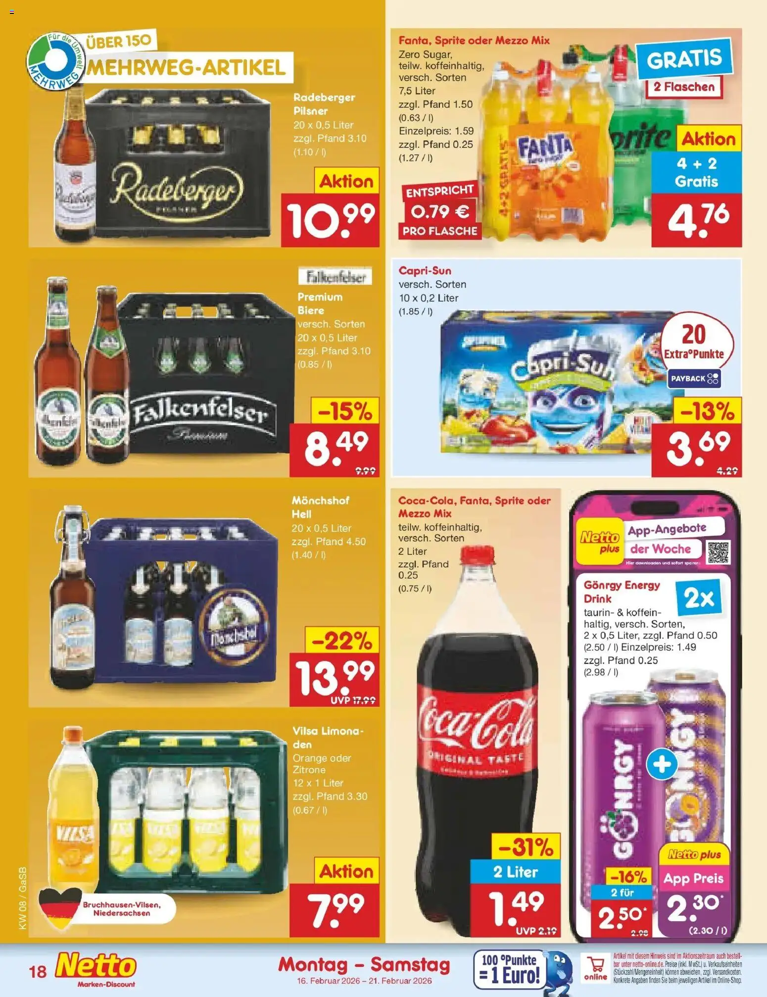 Netto Marken-Discount - Netto: Wochenangebote – gültig ab 15.02.2026 | Seite: 22 | Produkte: Mezzo mix, Fanta, Sprite, Zitrone
