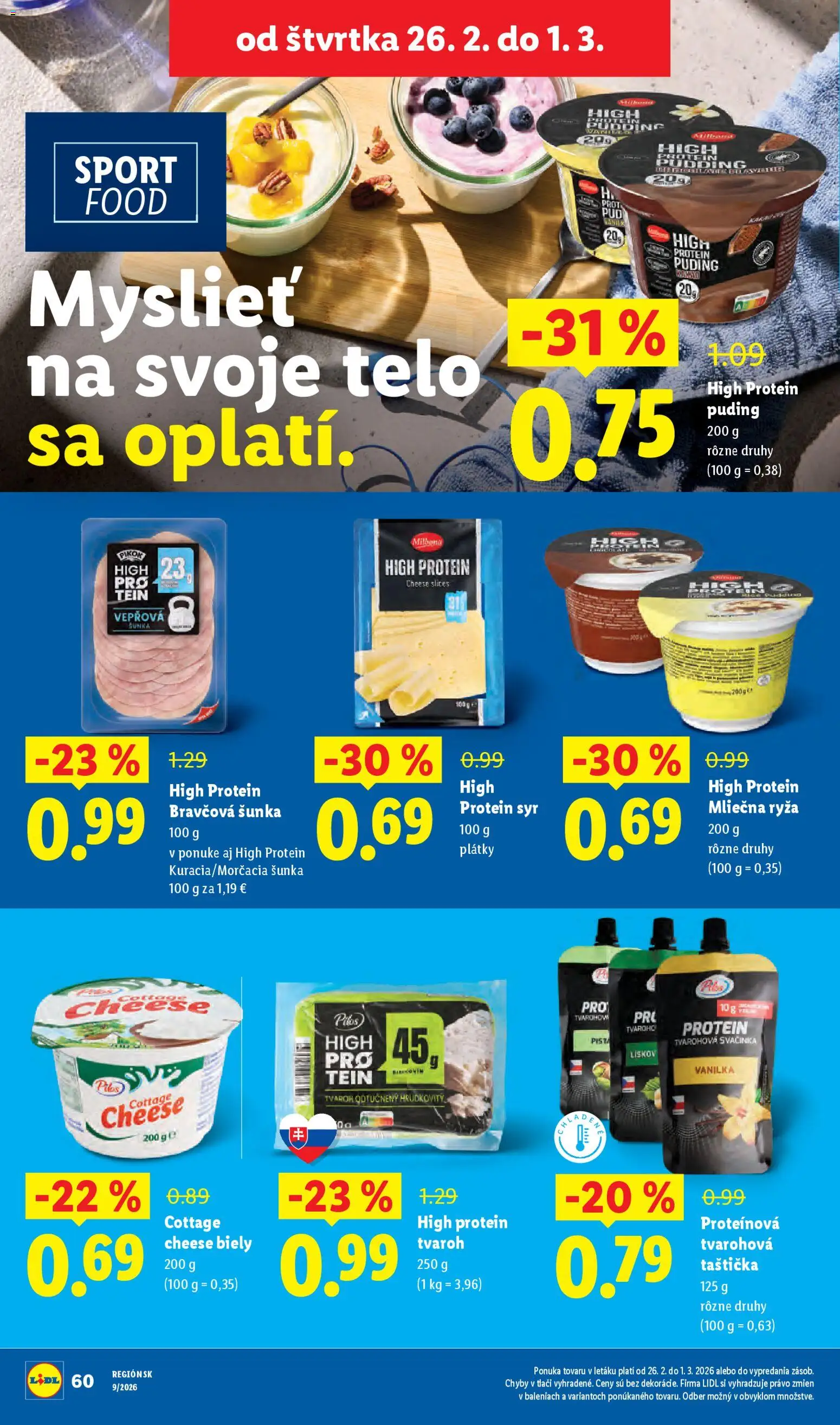 Nové Lidl akcie – leták je platný od 26.02.2026 | Strana: 18 | Produkty: Syr, Šunka, Protein, Puding