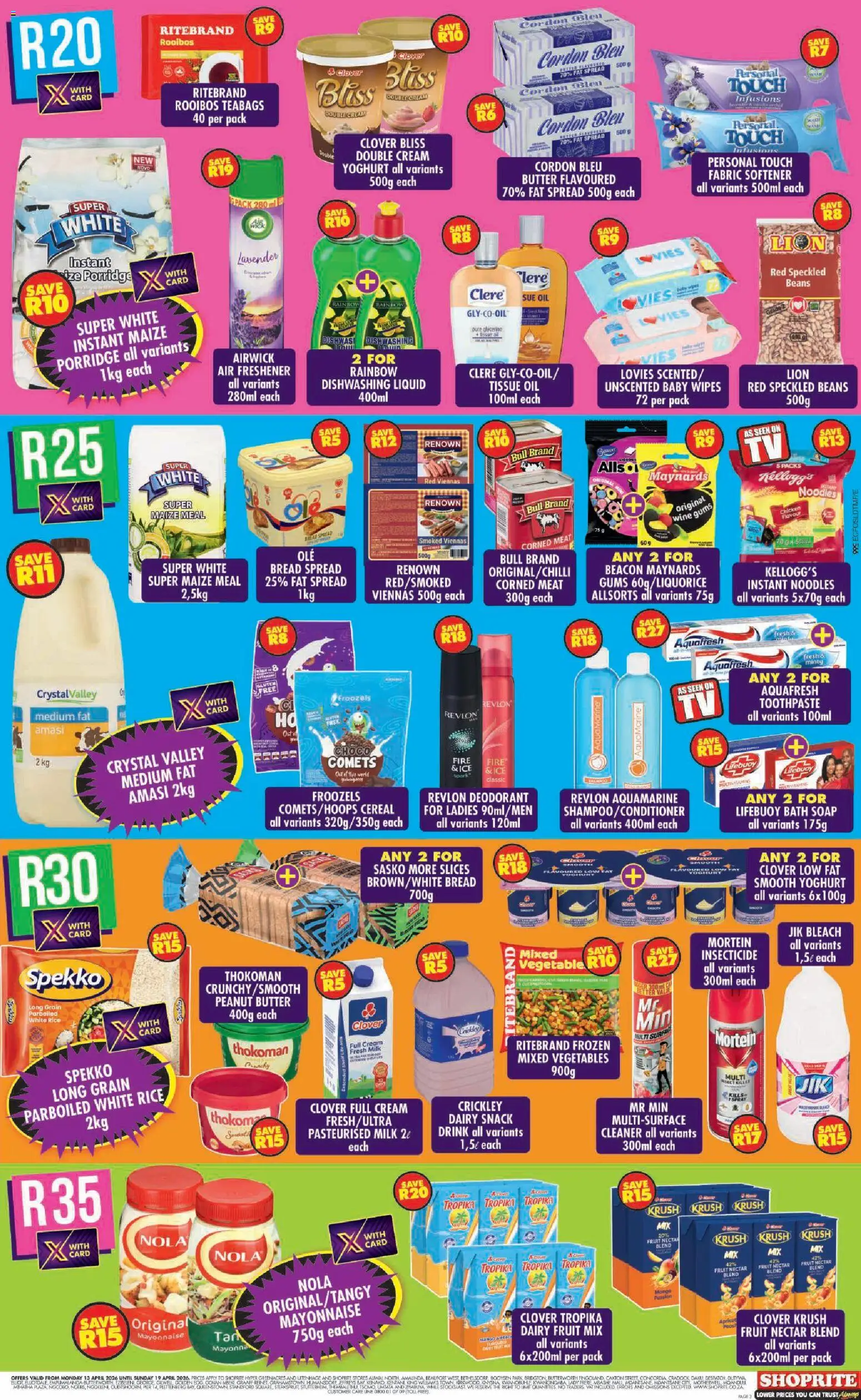 New Shoprite catalogue – valid from 13.04.2026 | Page: 3 | Products: Juice, Vegetables, Fabric softener, Mango