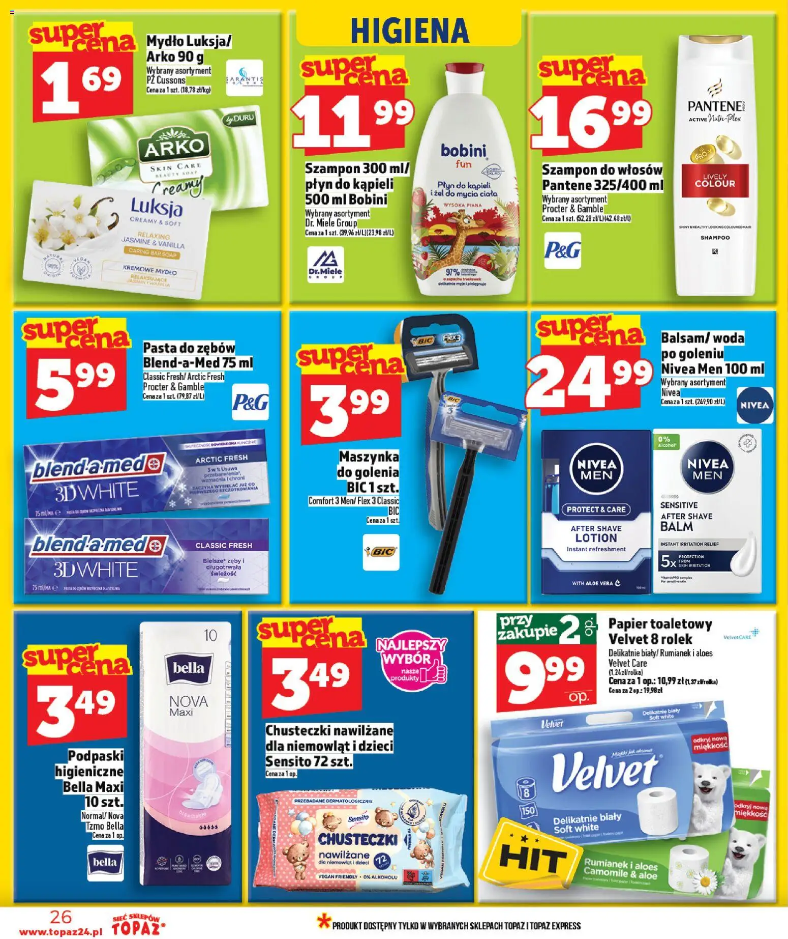 Topaz gazetka - Ceny małe na stałe od 12.03.2026 | Strona: 26 | Produkty: Papier toaletowy, Mydło, Pasta do zębów, Lotion
