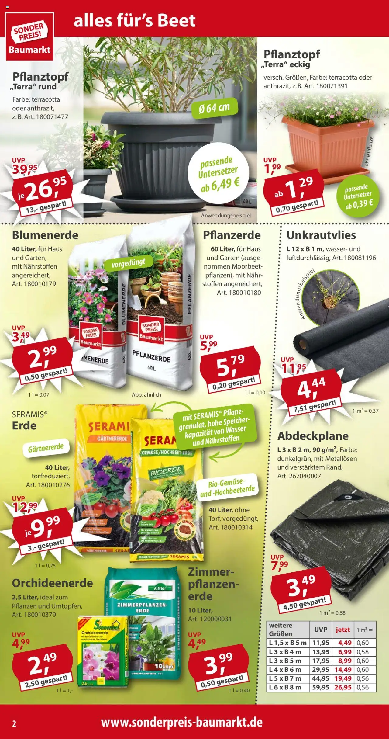 Sonderpreis Baumarkt Prospekt 	 - gültig ab dem 30.08.2025 | Seite: 2 | Produkte: Pflanzerde, Blumenerde, Wasser