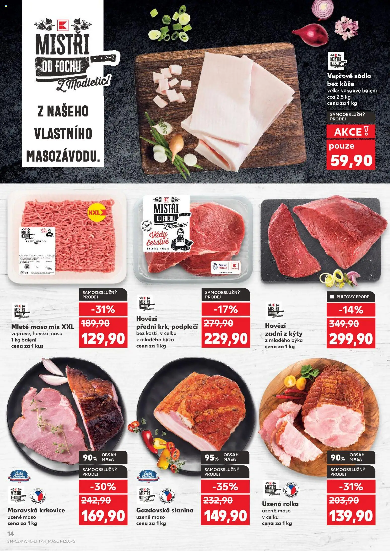 Kaufland leták - Kolín od 05.11.2025 | Strana: 14 | Produkty: Uzené maso, Hovězí maso, Slanina, Hovězí mleté maso