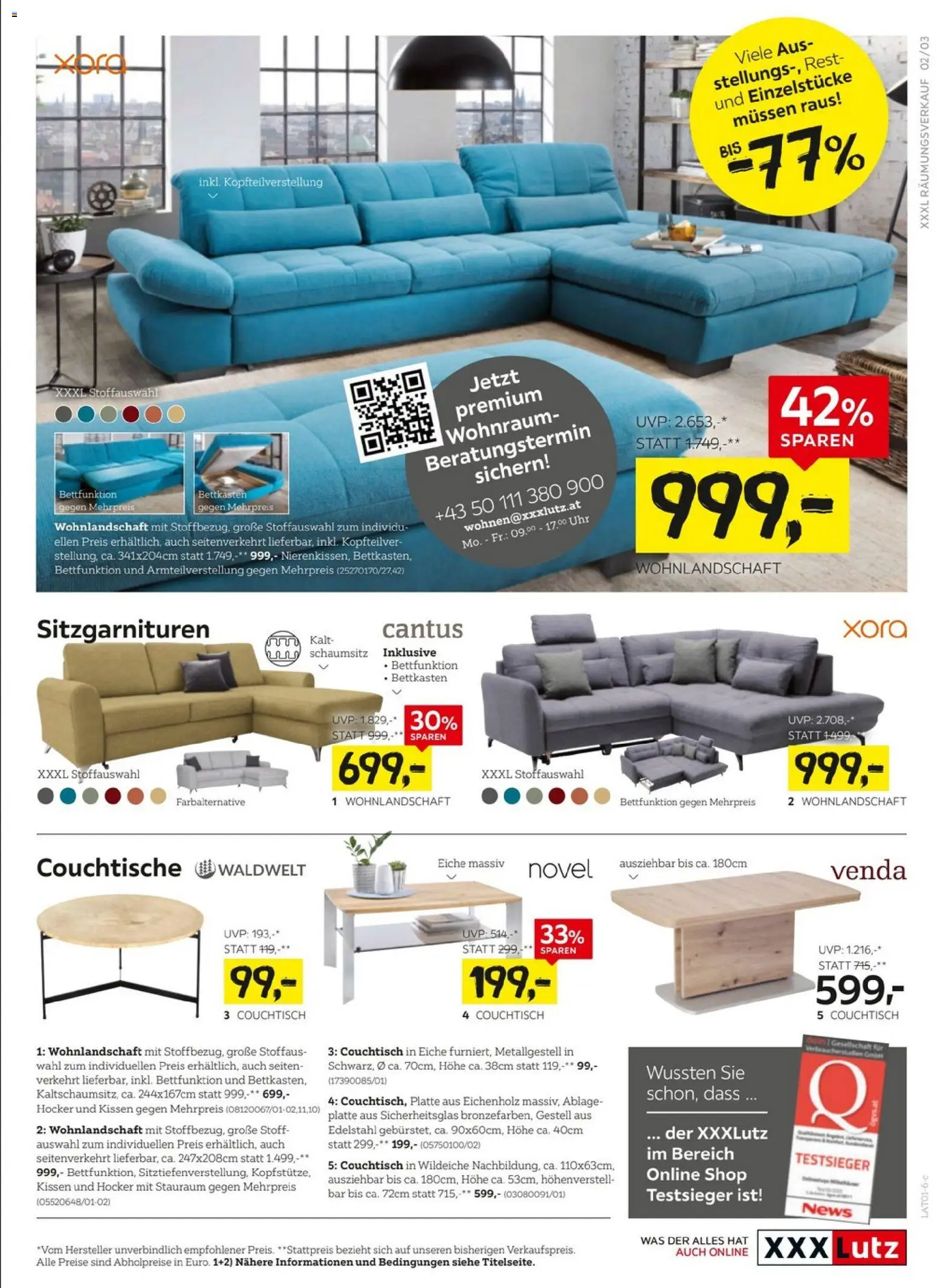 XXXLutz Winter Räumungsverkauf gültig ab 05.01.2025 | Seite: 3 | Produkte: Uhr, Kissen, Couchtisch