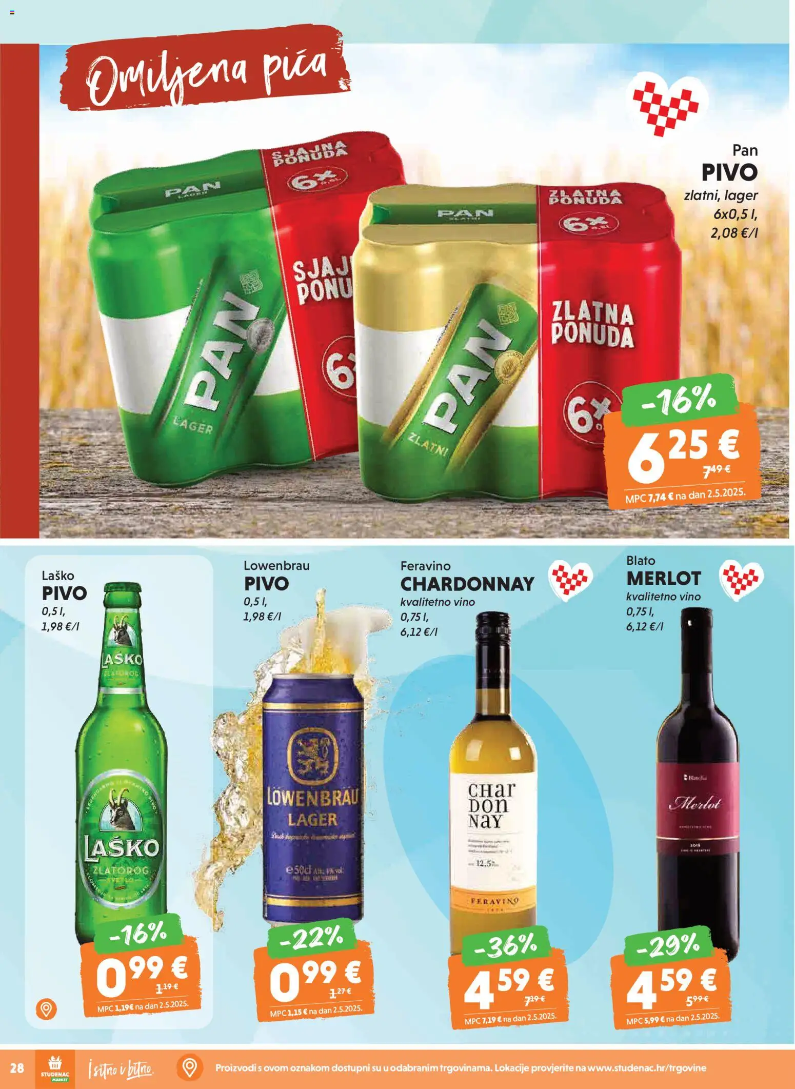 Studenac katalog | vrijedi od 08.04.2026 | Stranica: 28 | Proizvodi: Pica, Vino, Pivo, Laško