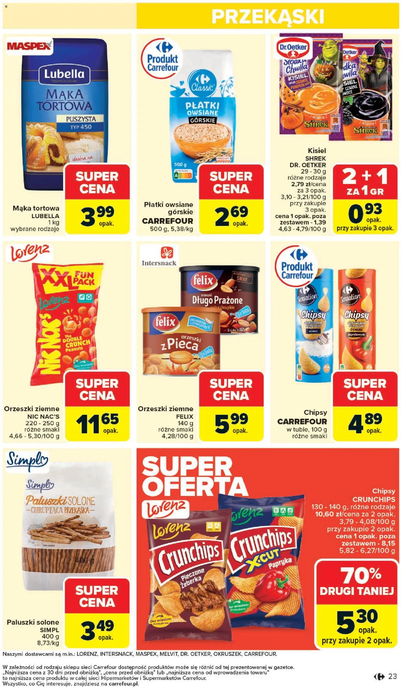 Carrefour Gazetka od 27.10.2025 | Strona: 25 | Produkty: Płatki owsiane, Paluszki, Orzeszki ziemne, Płatki