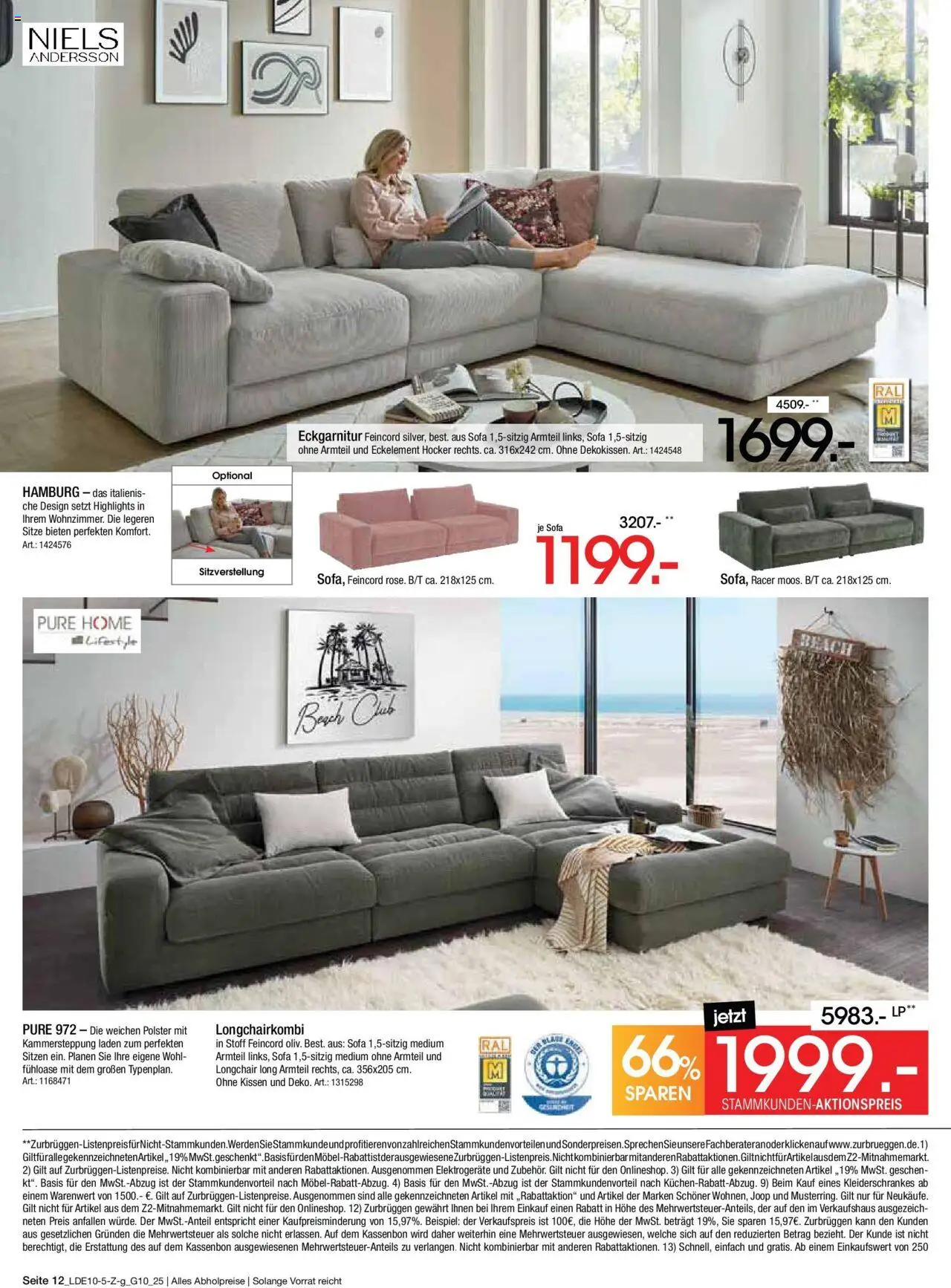 Zurbrüggen Prospekt 	 – gültig ab 04.10.2025 | Seite: 12 | Produkte: Hocker, Kissen, Sofa
