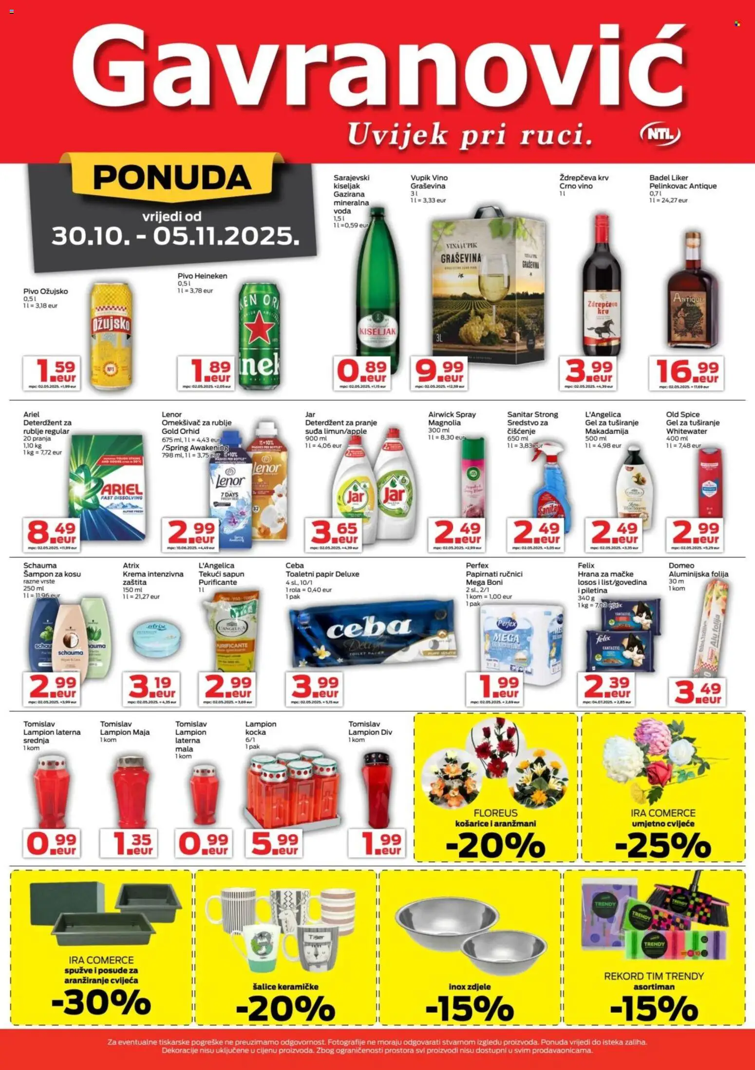 Gavranović katalog | vrijedi od 30.10.2025 | Stranica: 4 | Proizvodi: Piletina, Heineken, Ožujsko, L'Angelica