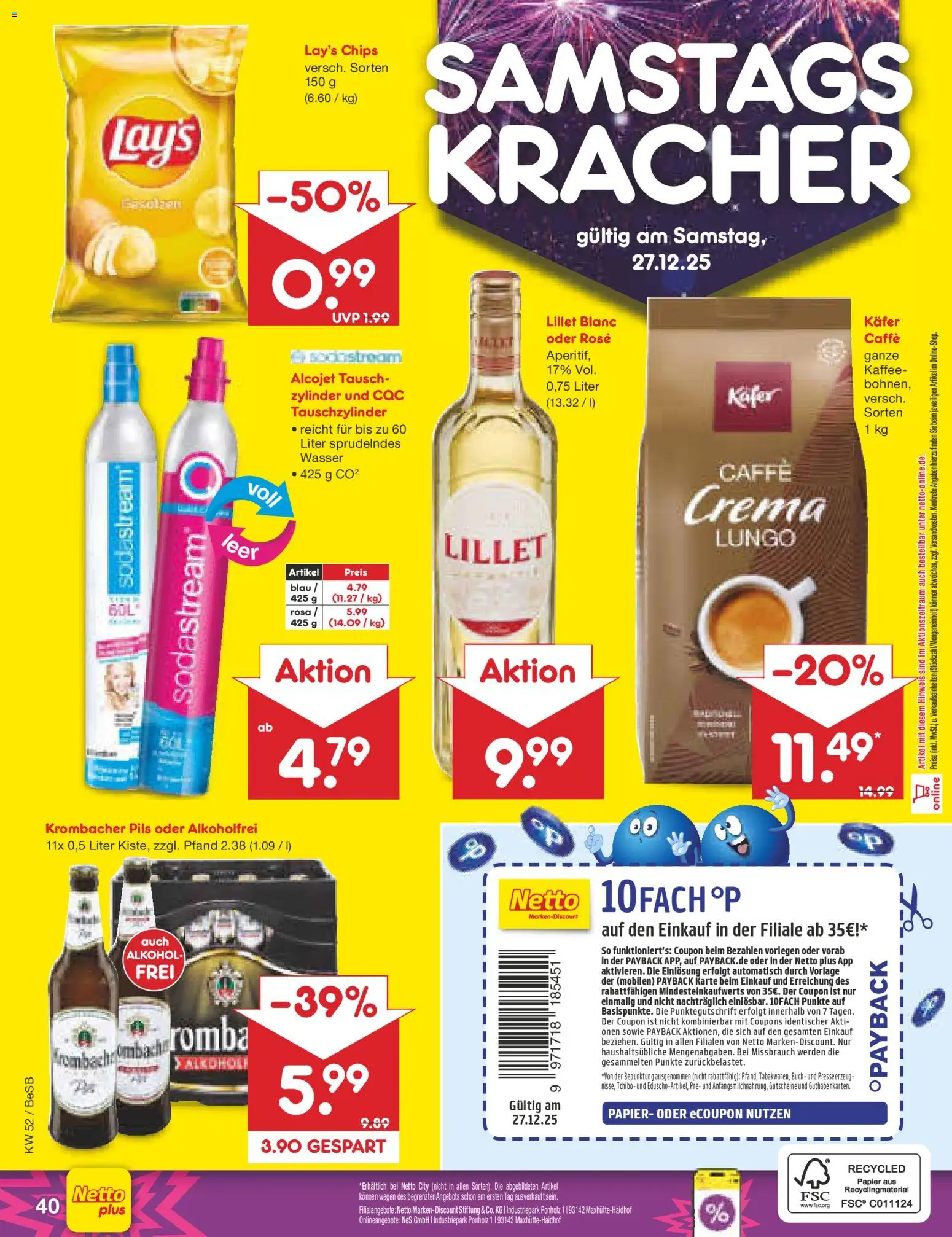 Netto Marken-Discount Prospekt 	 – gültig ab 22.12.2025 | Seite: 44 | Produkte: Kaffee, Wasser, Krombacher, Chips